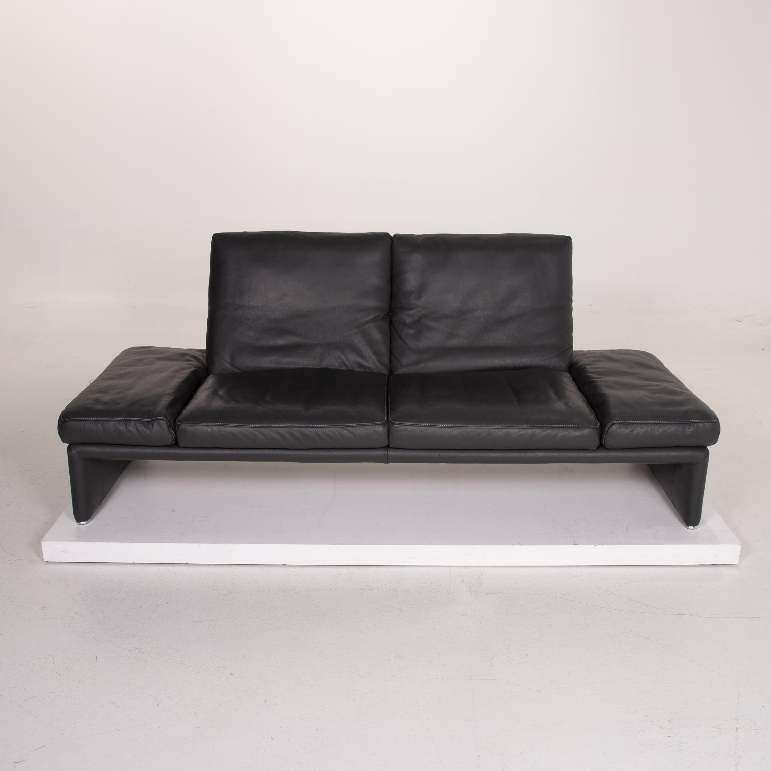 Koinor Raoul Leather Sofa Anthracite Two-Seat Function For Sale 2