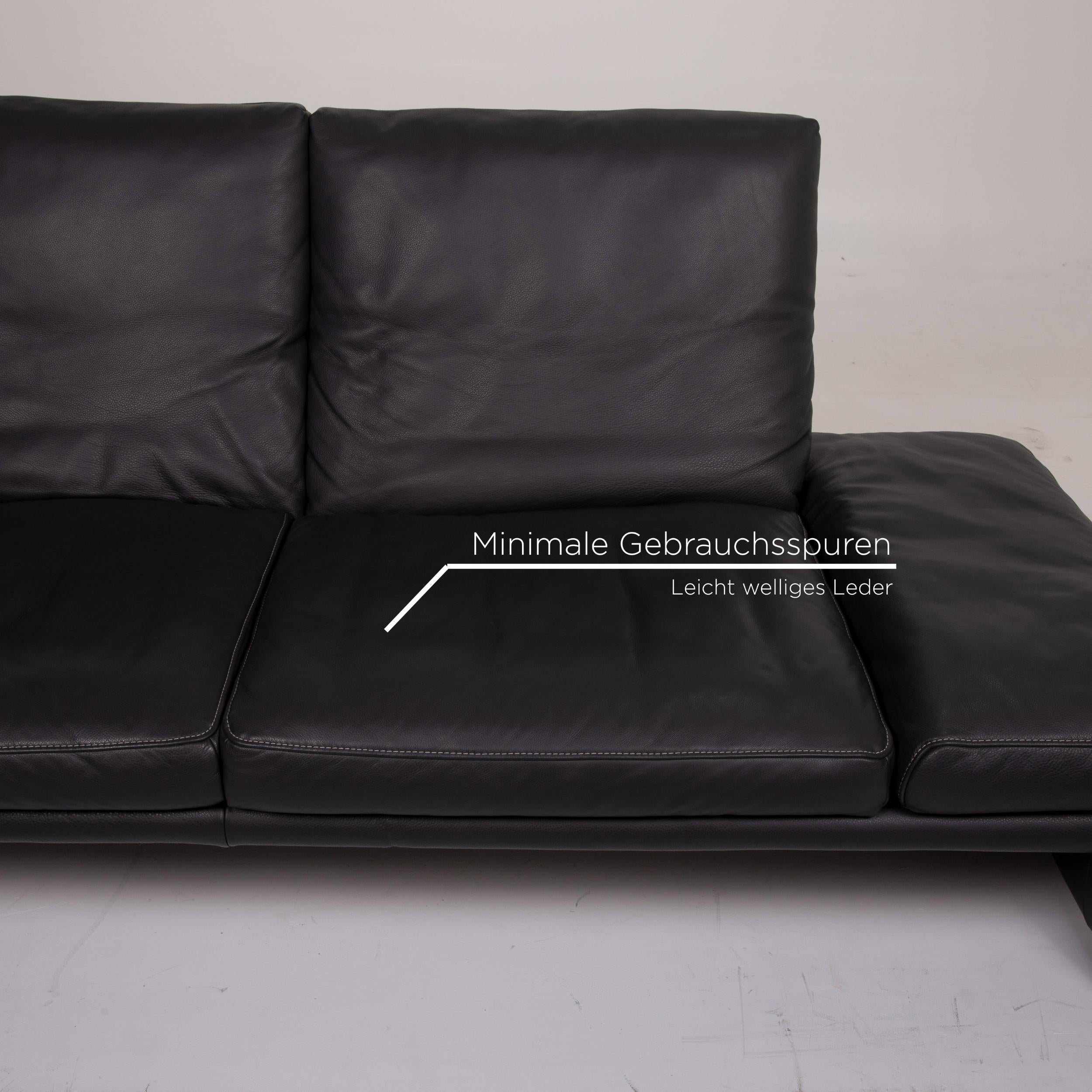 Modern Koinor Raoul Leather Sofa Anthracite Two-Seat Function For Sale