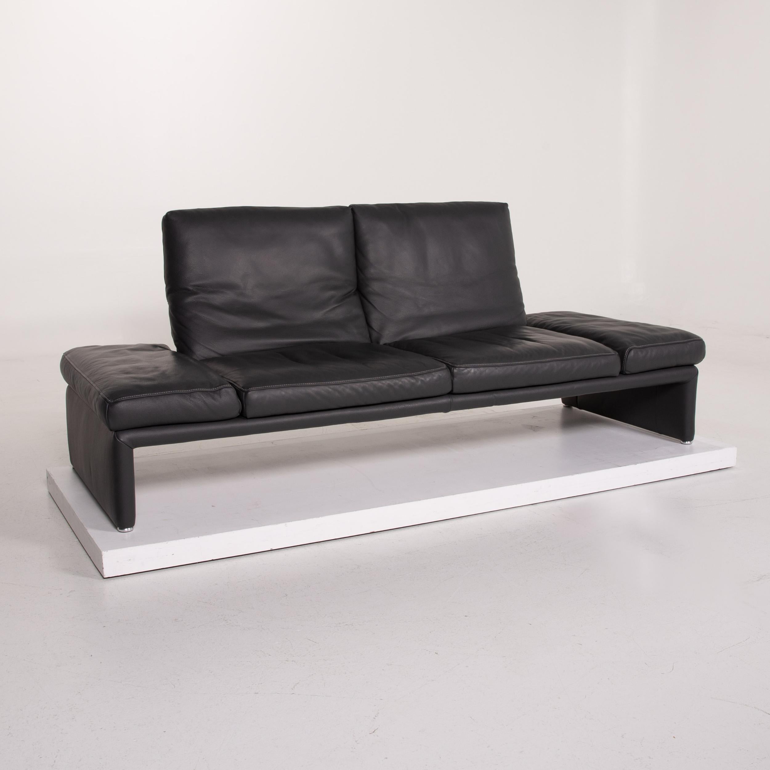 Contemporary Koinor Raoul Leather Sofa Anthracite Two-Seat Function For Sale