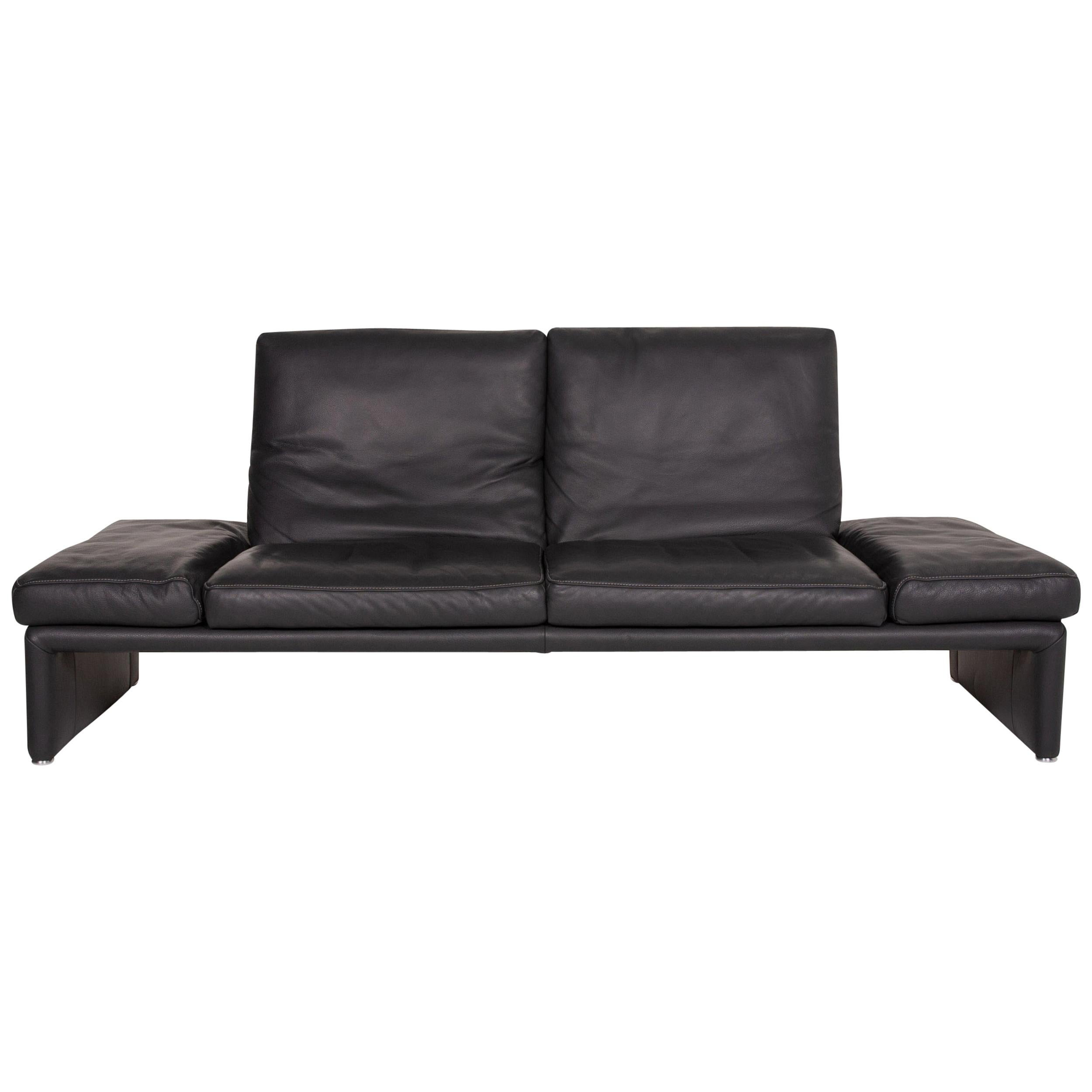 Koinor Raoul Leather Sofa Anthracite Two-Seat Function For Sale