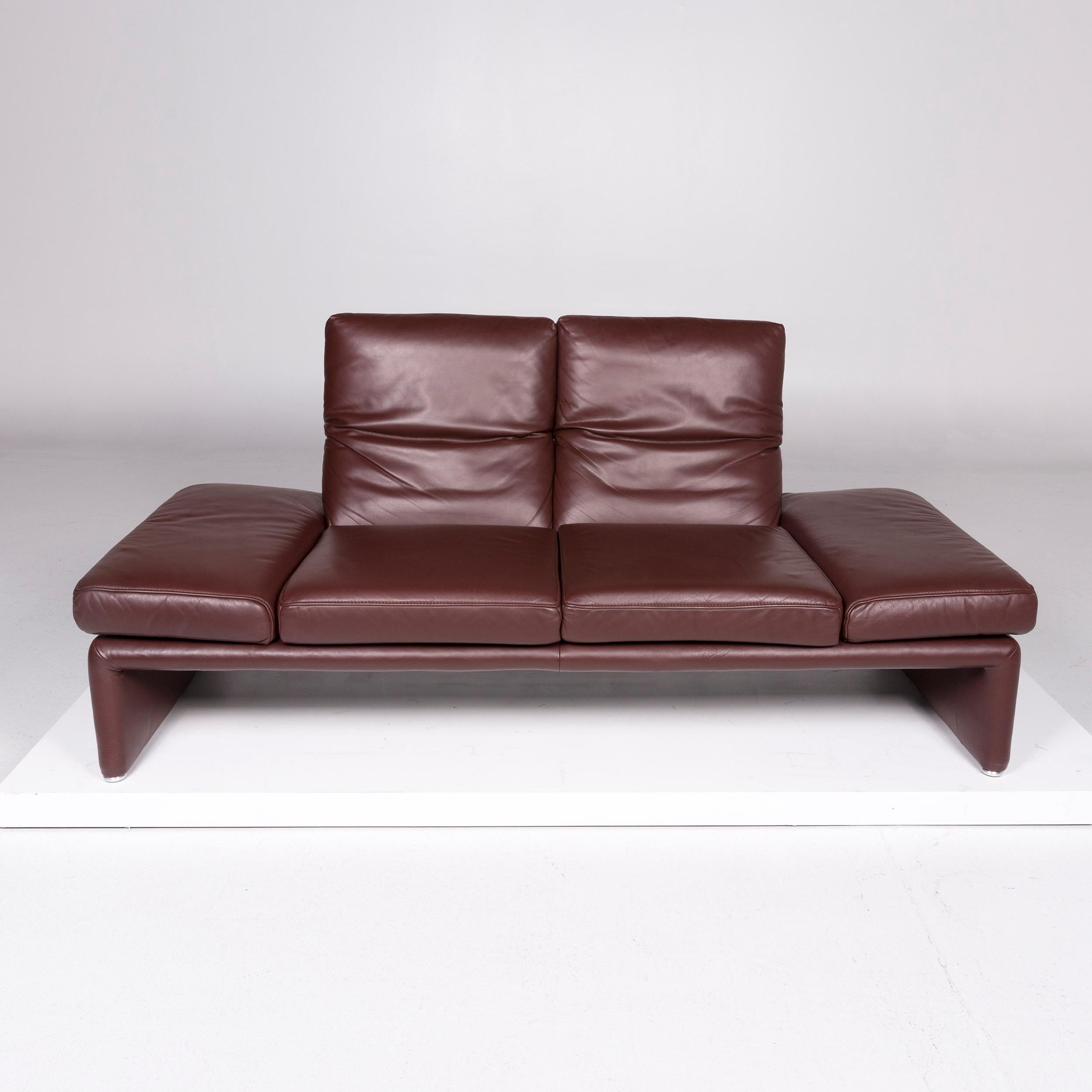 Contemporary Koinor Raoul Leather Sofa Brown Red Brown Two-Seat Function