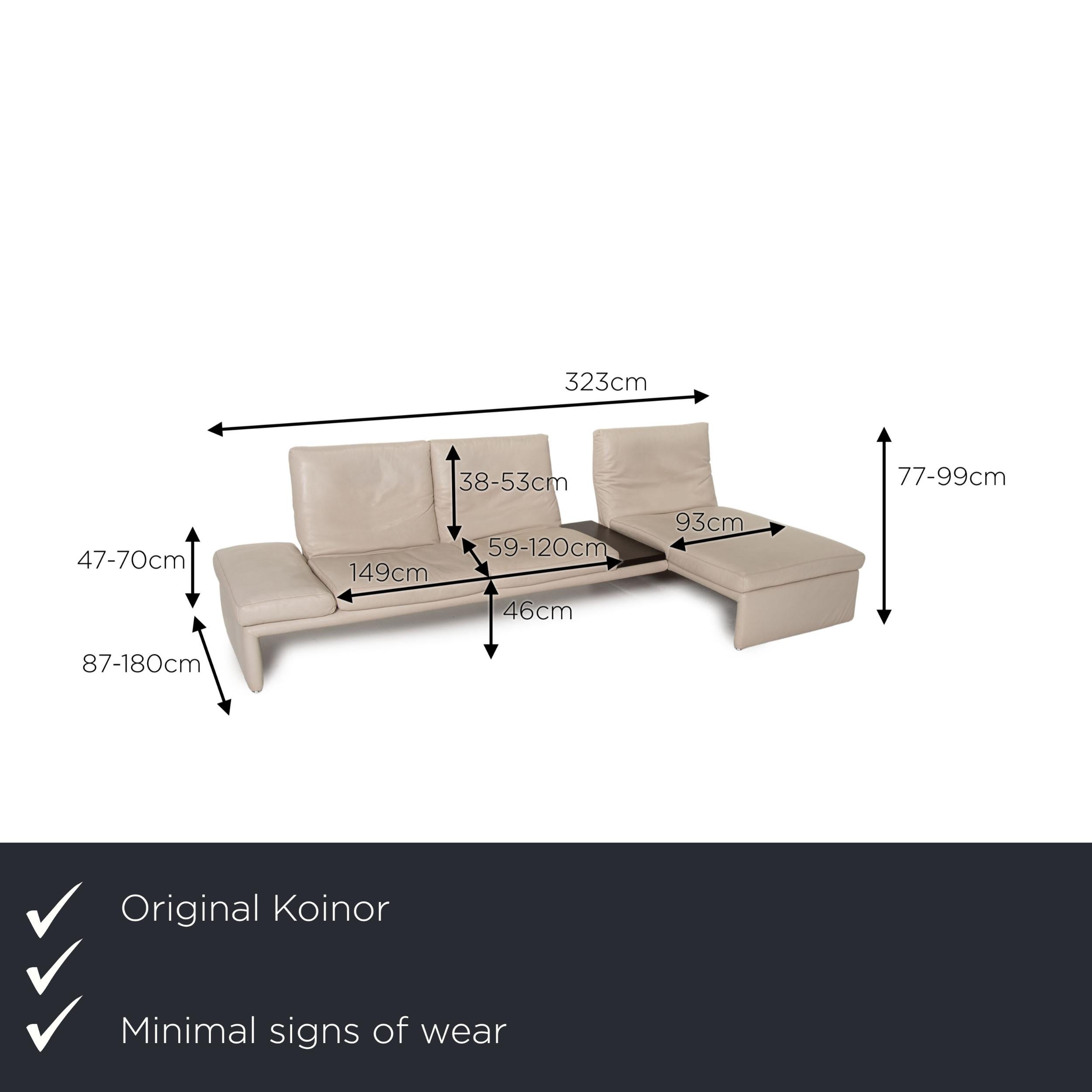 We present to you a Koinor Raoul leather sofa cream corner sofa function.
 

 Product measurements in centimeters:
 

Depth: 87
Width: 323
Height: 99
Seat height: 46
Rest height: 47
Seat depth: 59
Seat width: 149
Back height: 53.
 