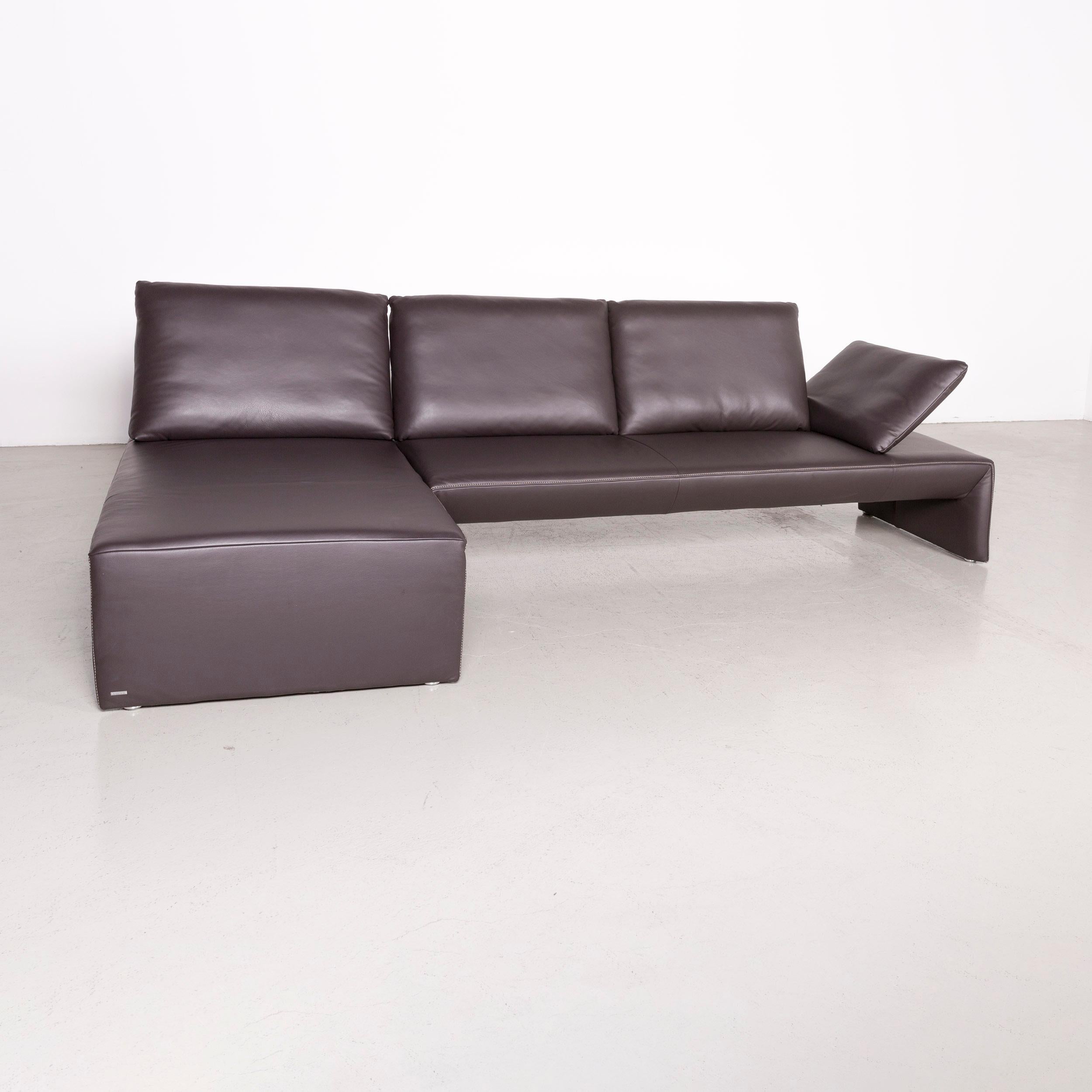 Koinor Rivo designer leather corner sofa brown couch.