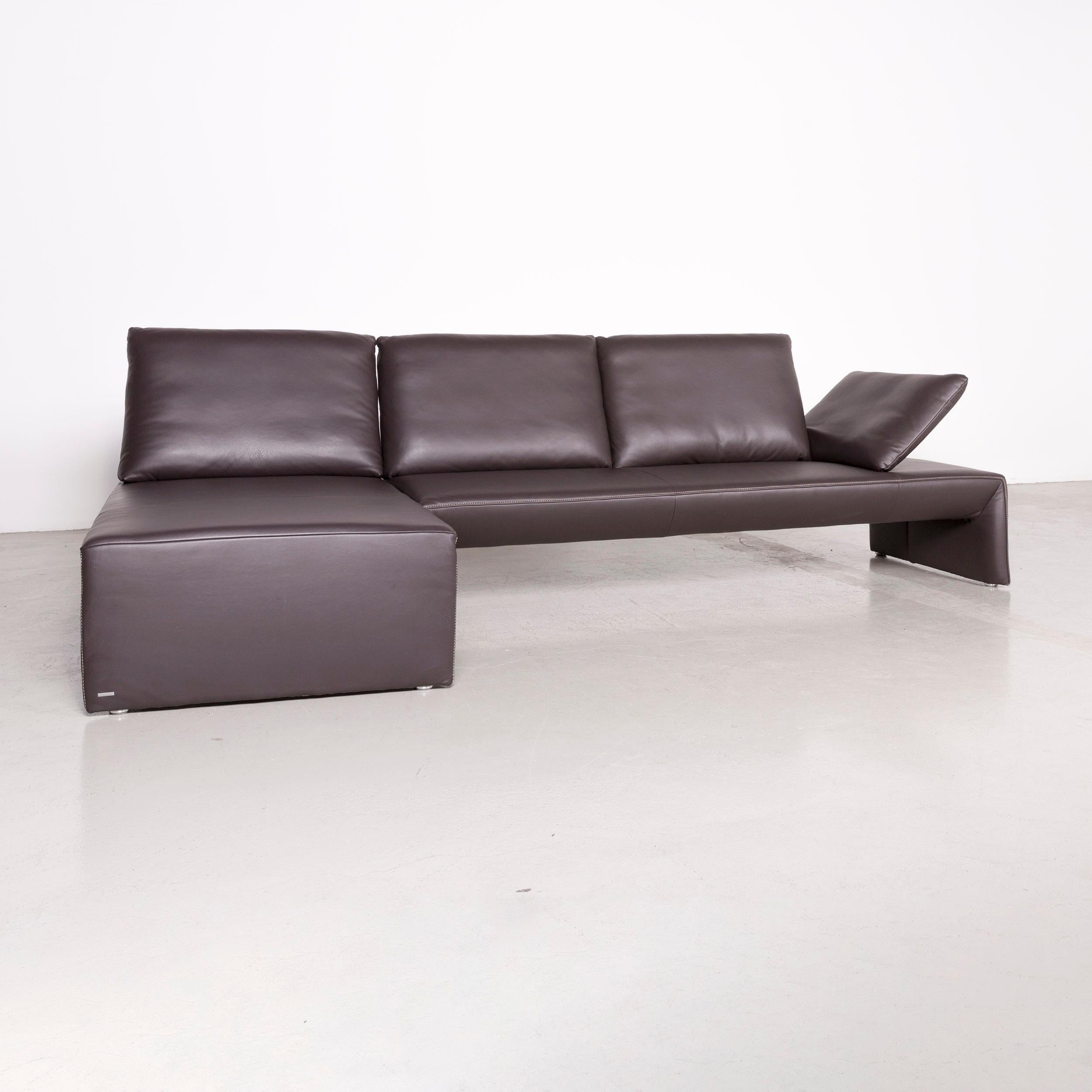 German Koinor Rivo Designer Leather Corner Sofa Brown Couch For Sale