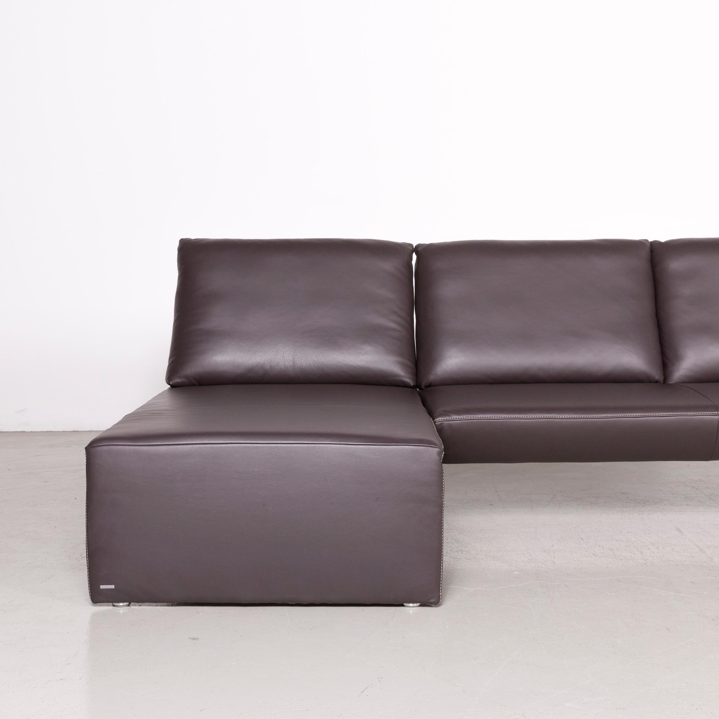 Contemporary Koinor Rivo Designer Leather Corner Sofa Brown Couch For Sale