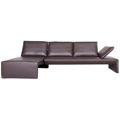 Koinor Rivo Designer Leather Corner Sofa Brown Couch