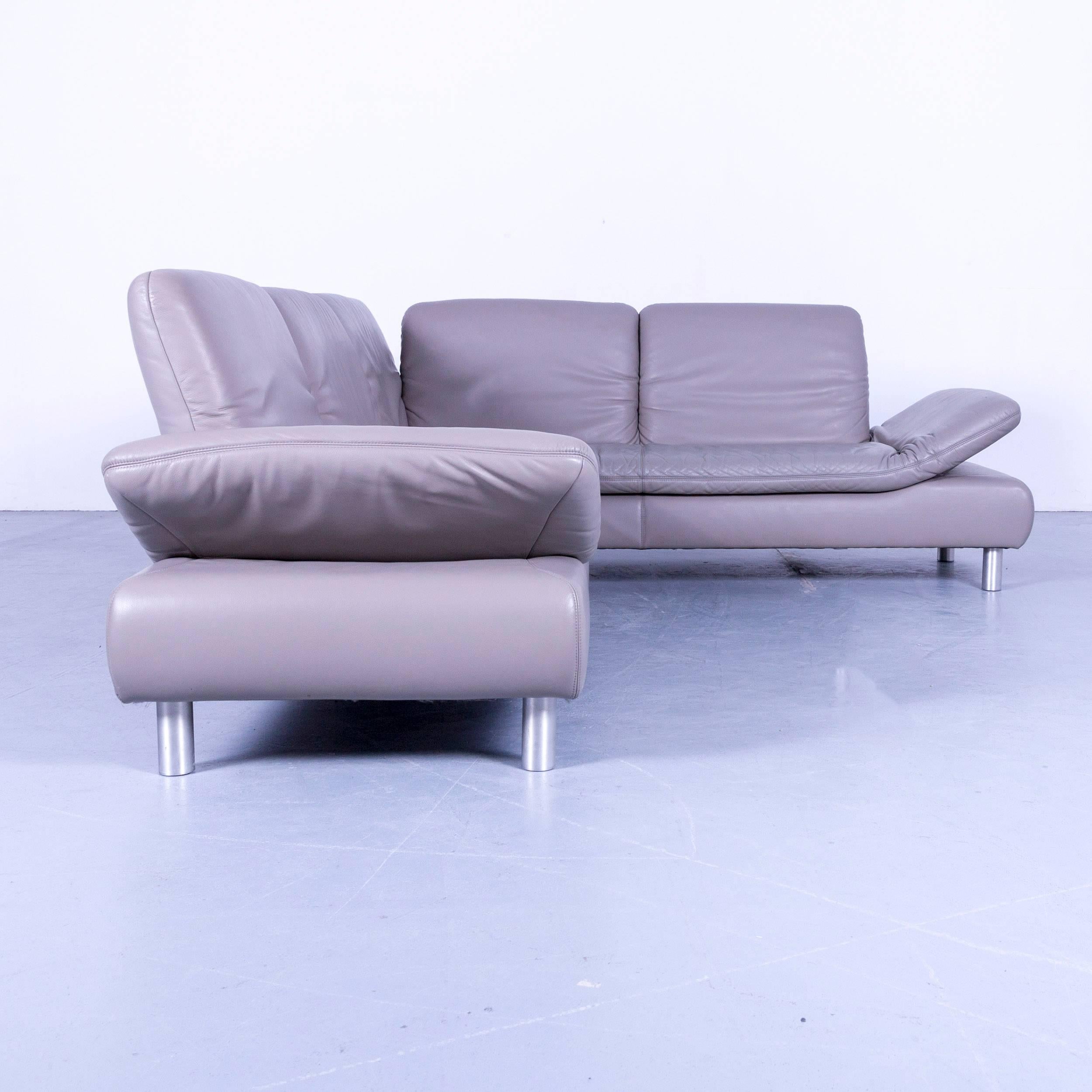 Koinor Rivoli Designer Corner Sofa Grey Leather Function Modern 6