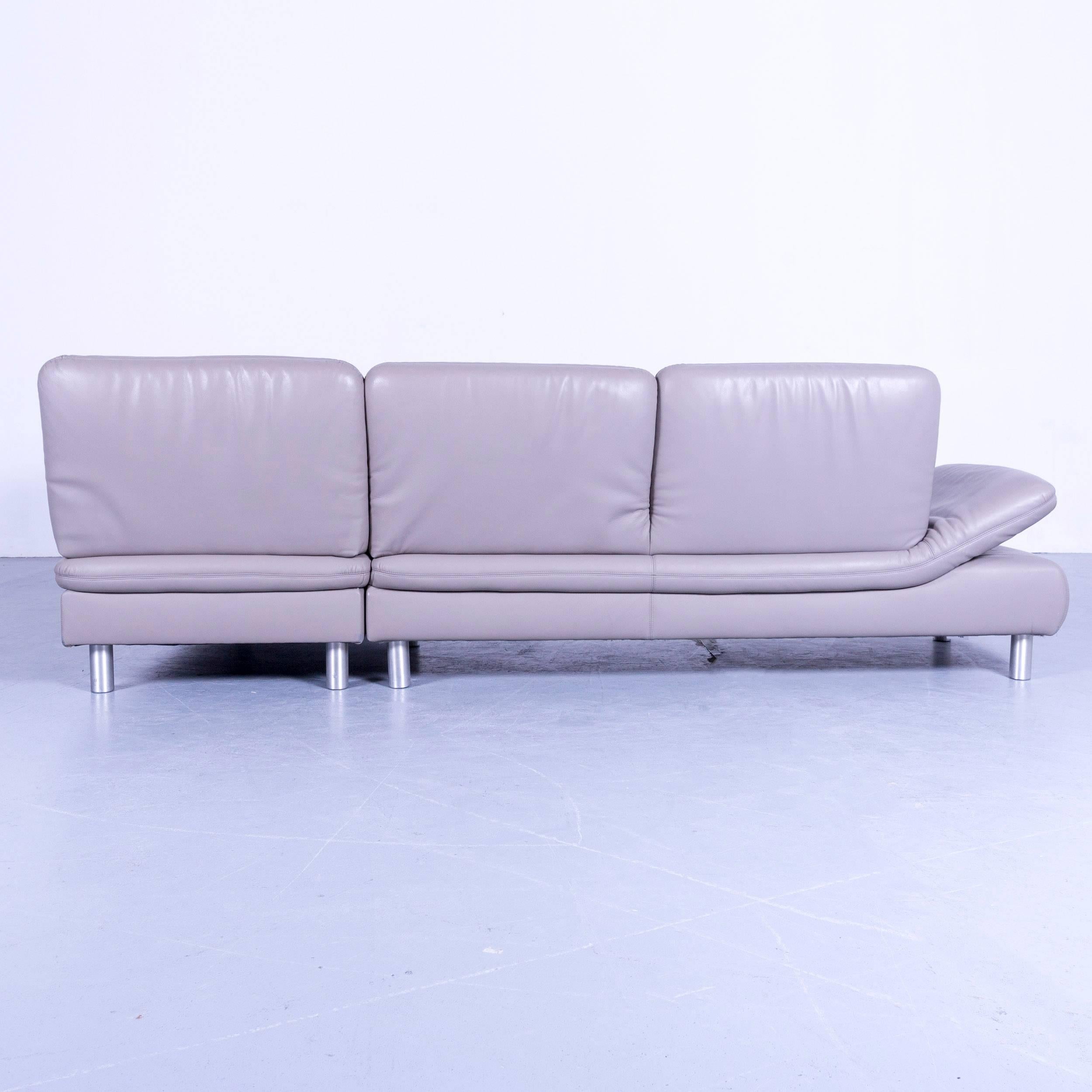 Koinor Rivoli Designer Corner Sofa Grey Leather Function Modern 7