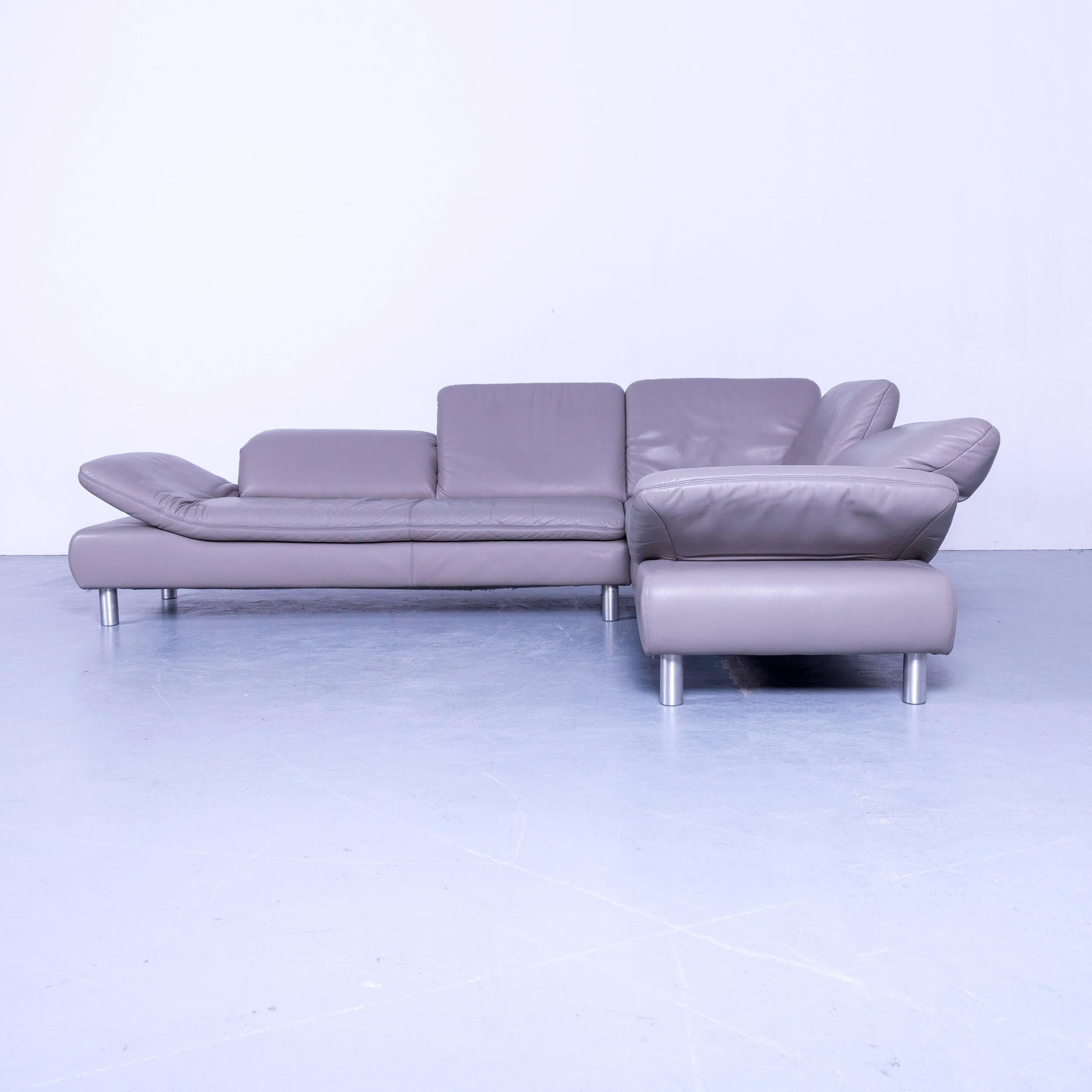 German Koinor Rivoli Designer Corner Sofa Grey Leather Function Modern