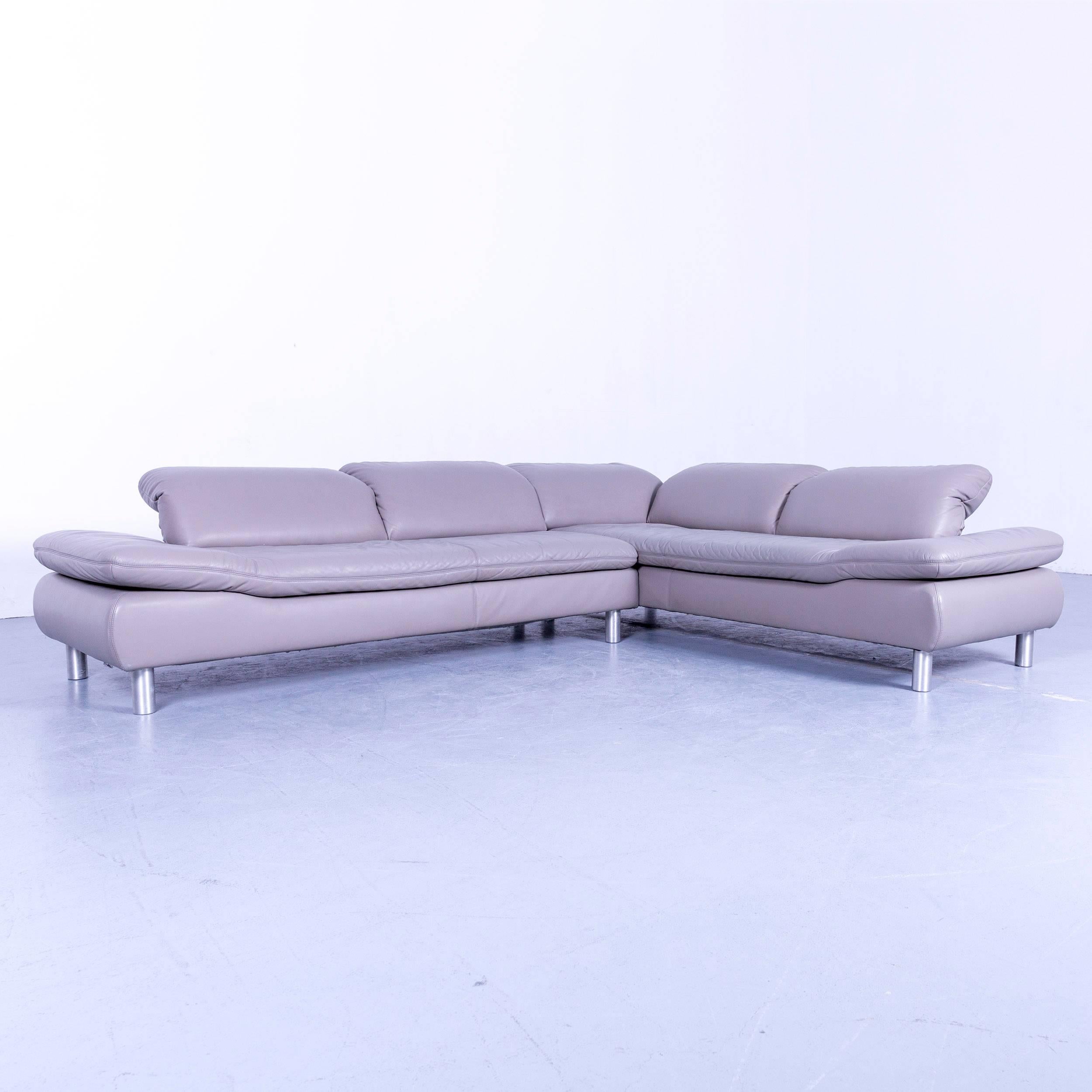 Koinor Rivoli Designer Corner Sofa Grey Leather Function Modern In Good Condition In Cologne, DE