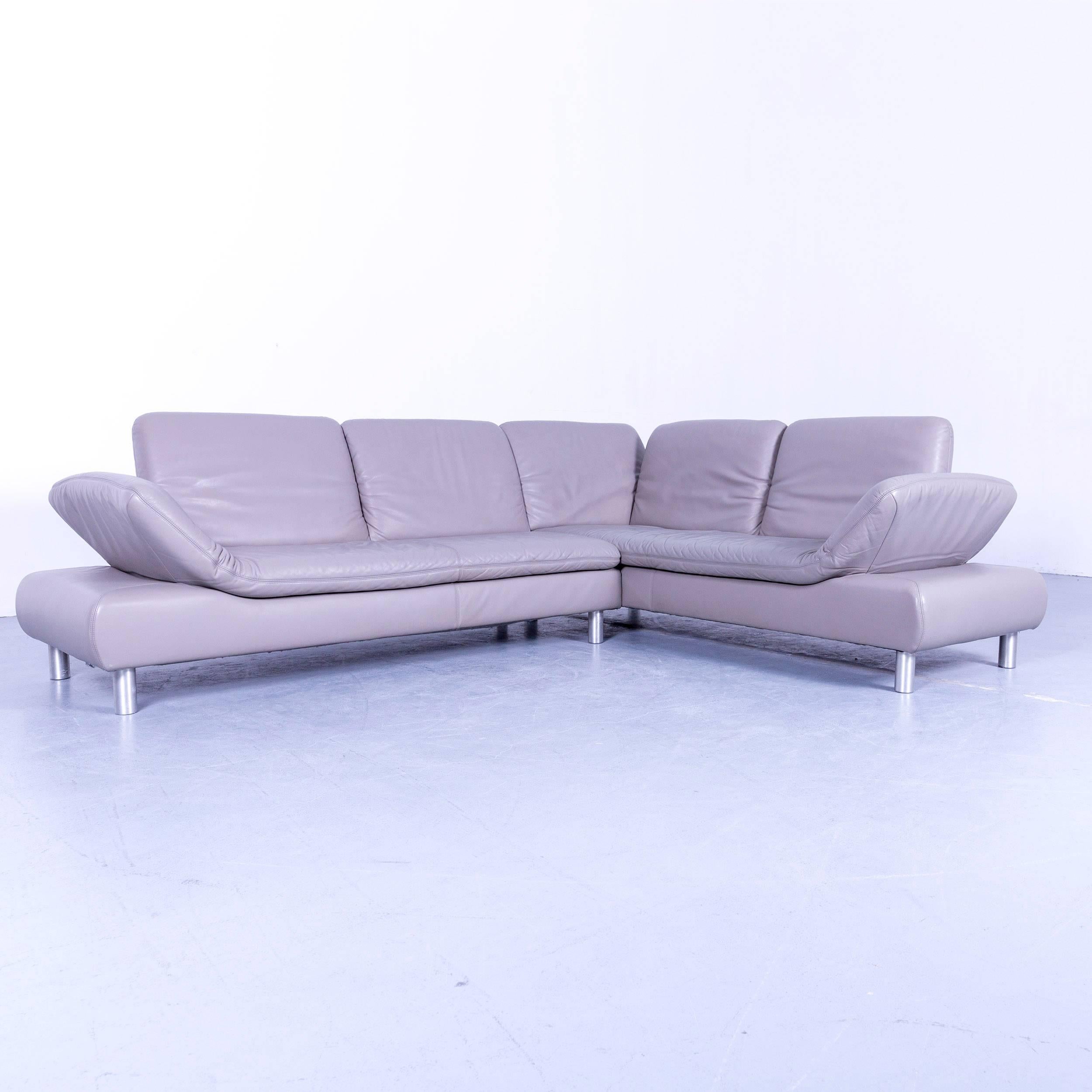 Contemporary Koinor Rivoli Designer Corner Sofa Grey Leather Function Modern