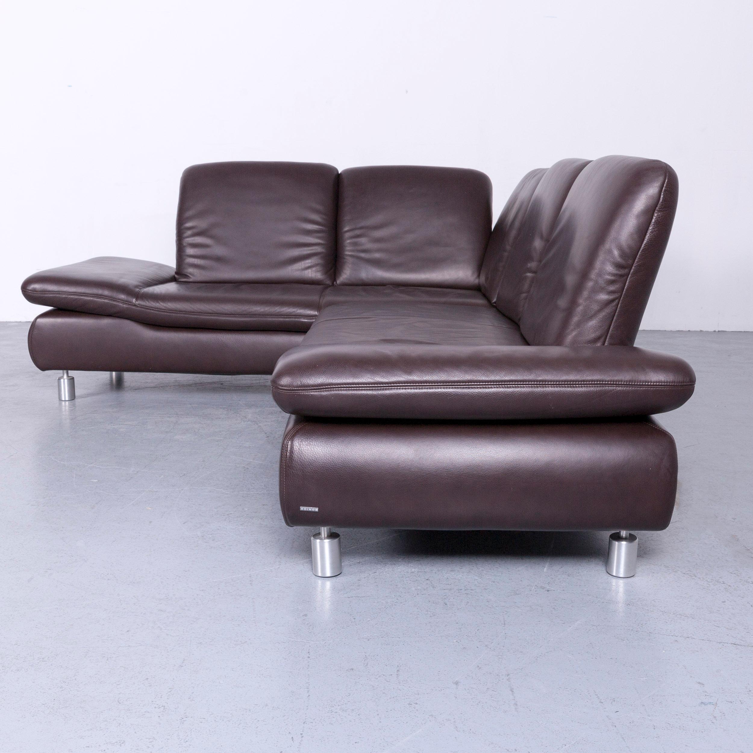 Koinor Rivoli Designer Leather Corner Sofa in Brown with Functions 5