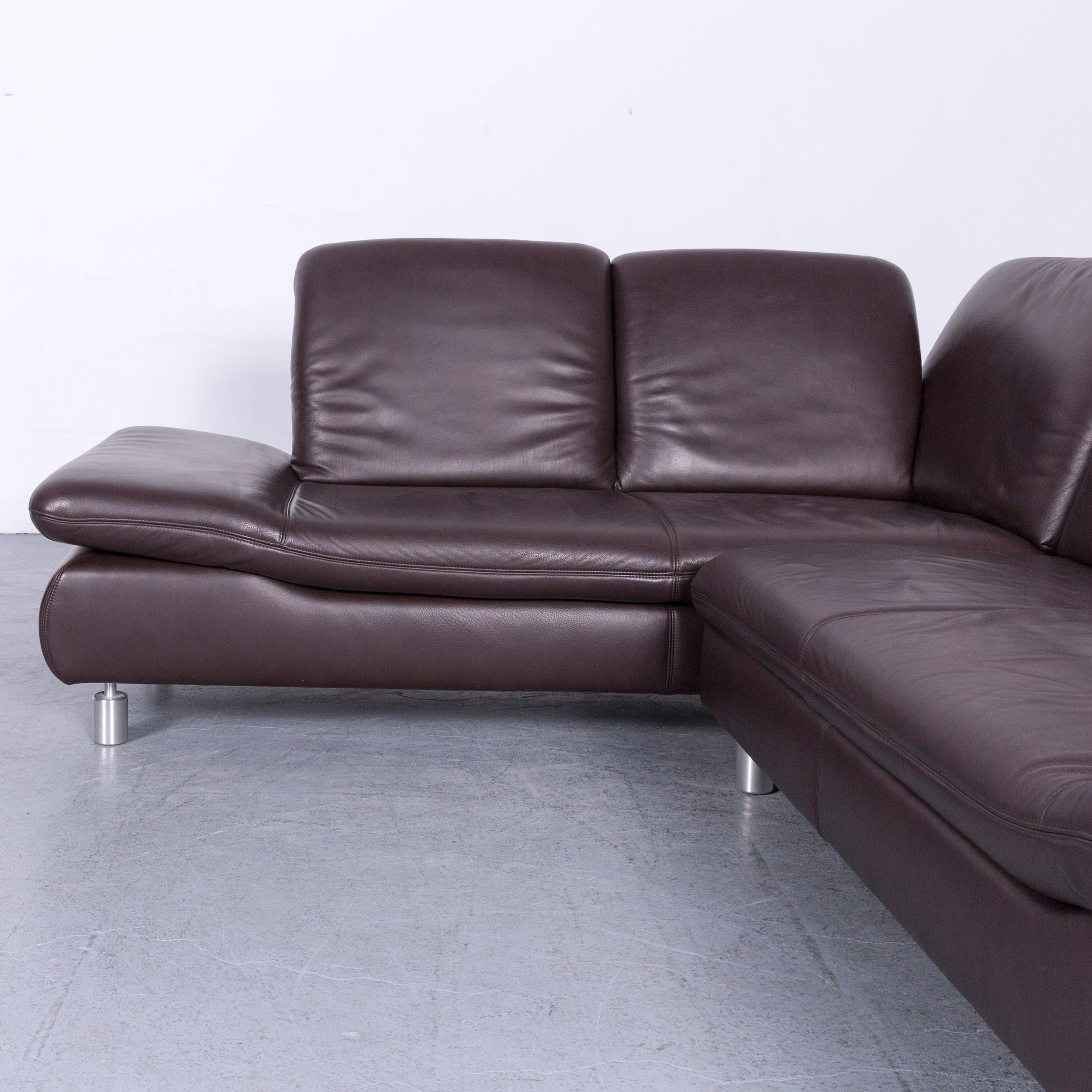 German Koinor Rivoli Designer Leather Corner Sofa in Brown with Functions