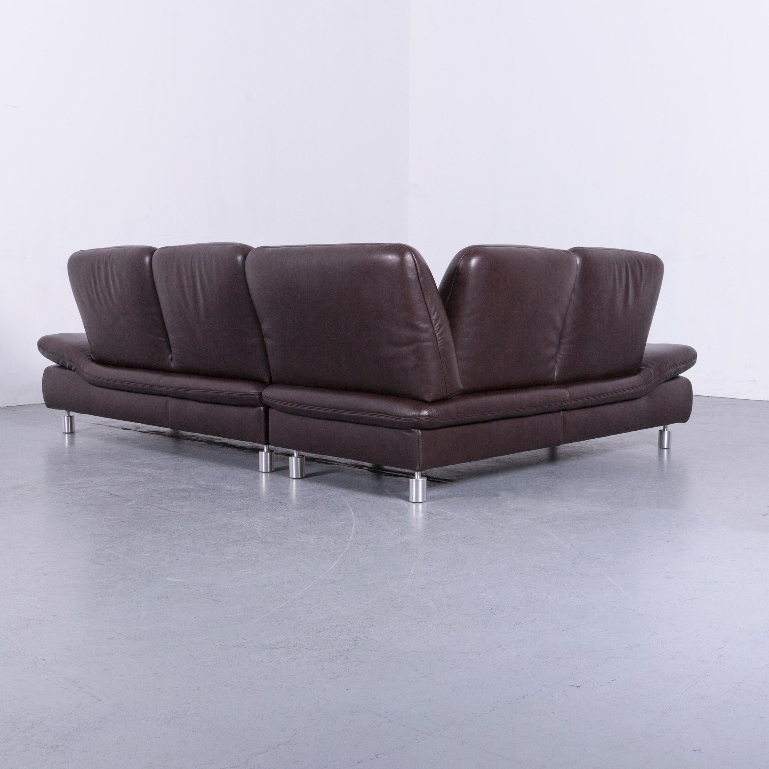 Koinor Rivoli Designer Leather Corner Sofa in Brown with Functions 4