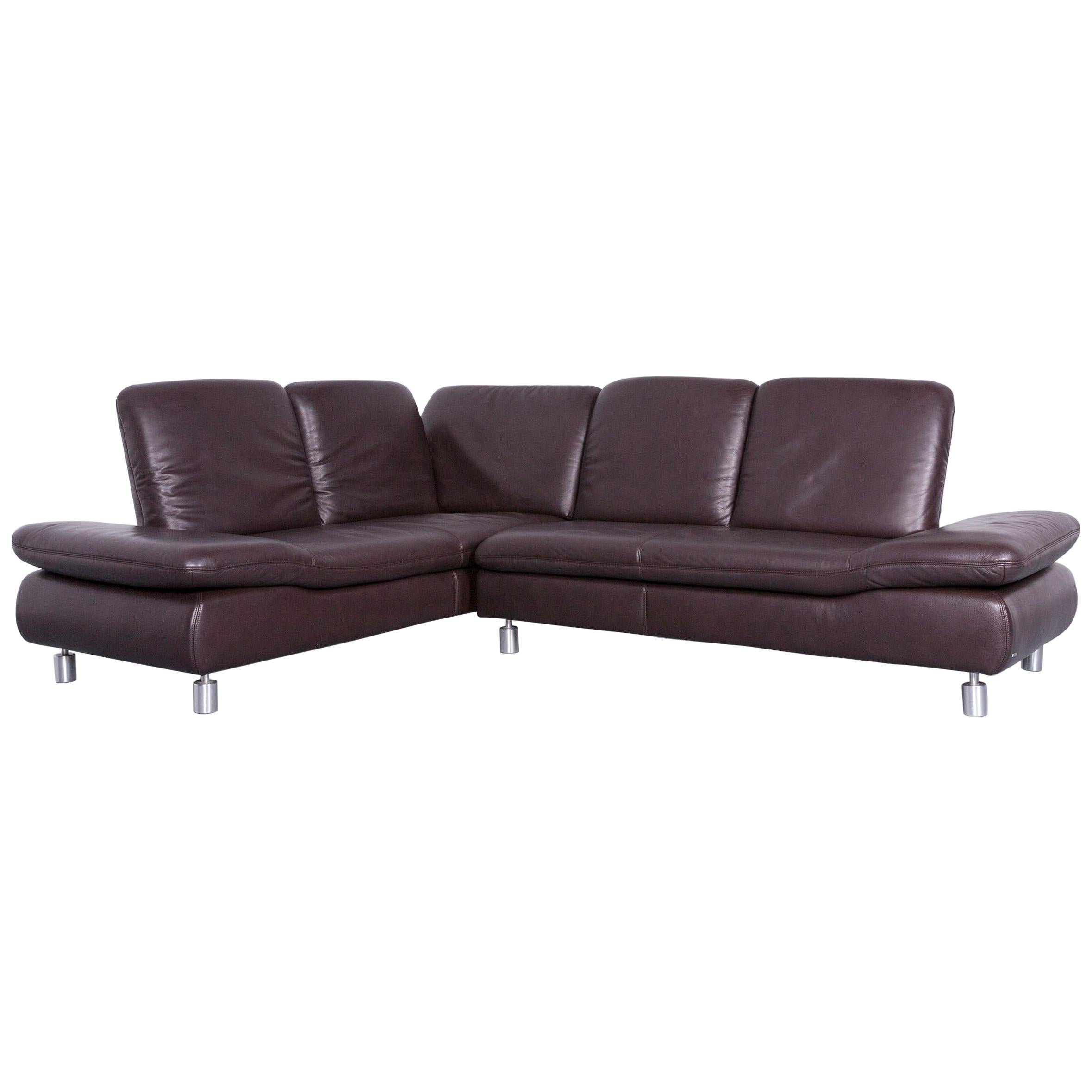 Koinor Rivoli Designer Leather Corner Sofa in Brown with Functions