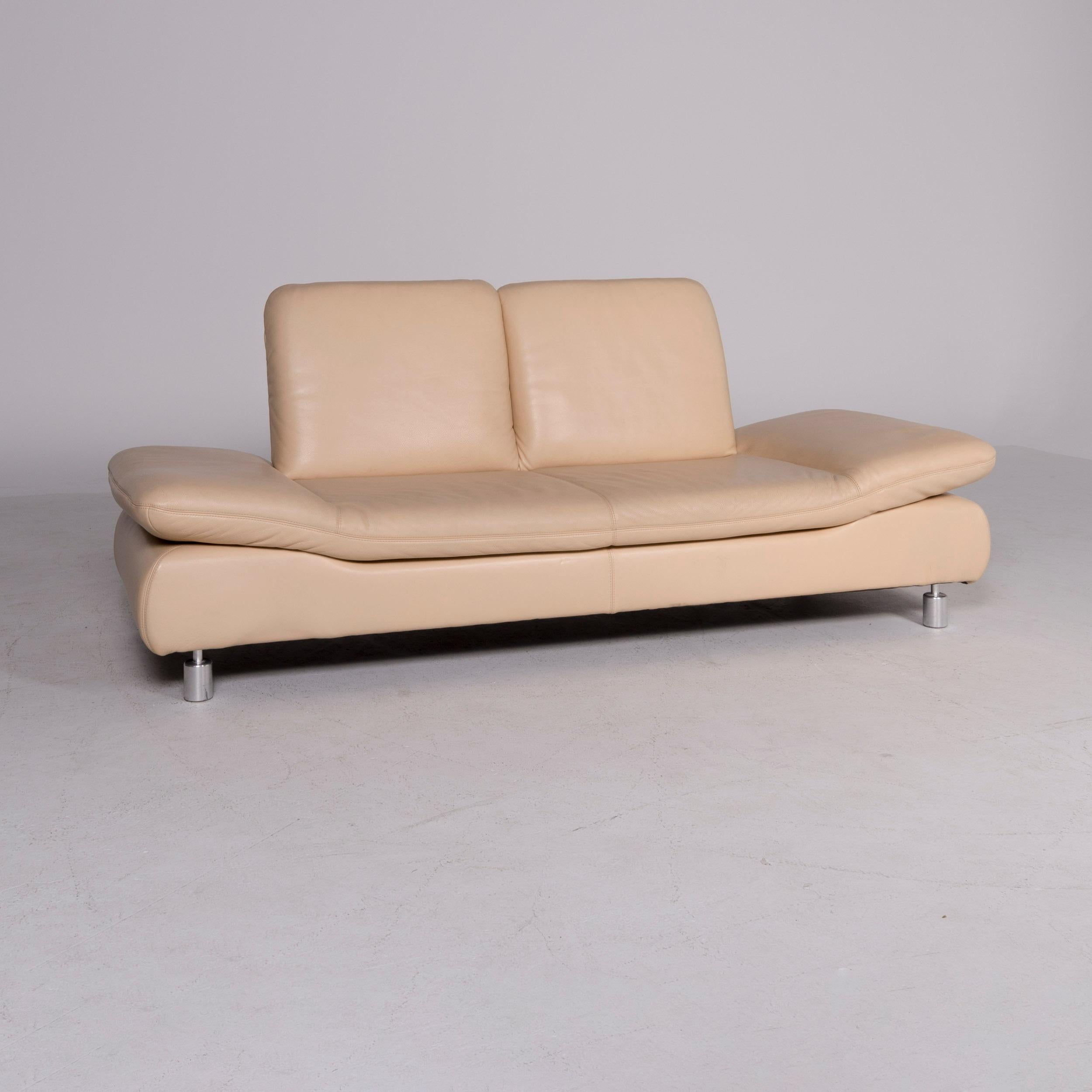 Modern Koinor Rivoli Designer Leather Sofa Beige Genuine Leather Three-Seat Couch For Sale