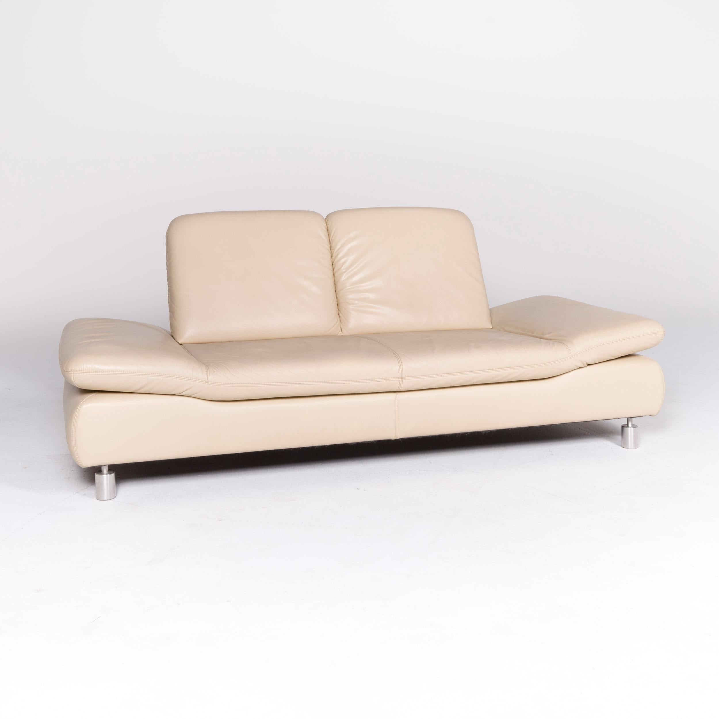 Modern Koinor Rivoli Designer Leather Sofa Beige Genuine Leather Three-Seat Couch For Sale
