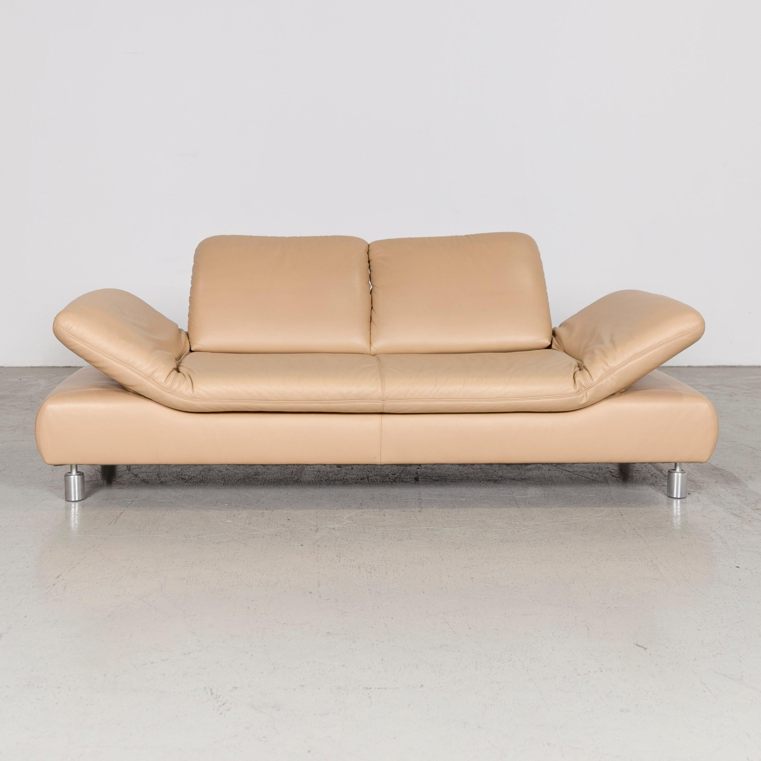 German Koinor Rivoli Designer Leather Sofa Beige Genuine Leather Three-Seat Couch For Sale