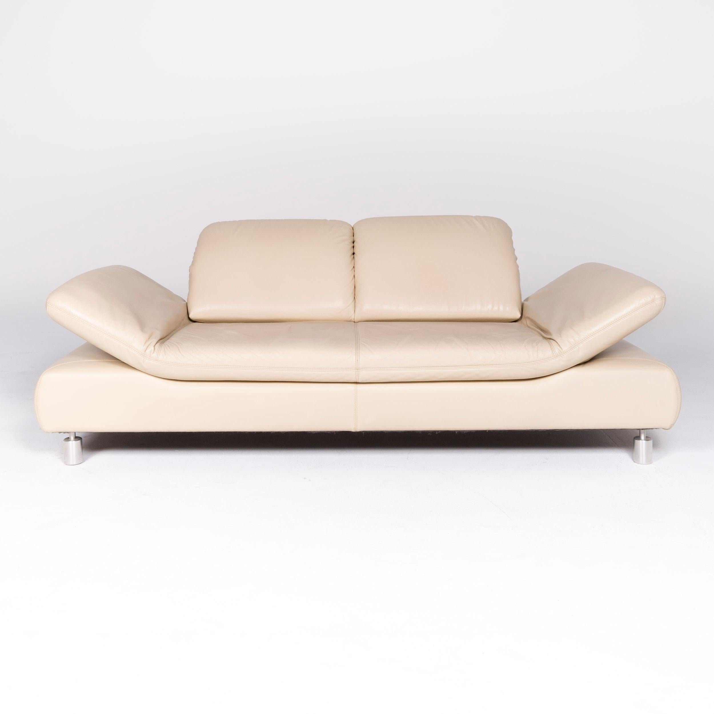 German Koinor Rivoli Designer Leather Sofa Beige Genuine Leather Three-Seat Couch For Sale
