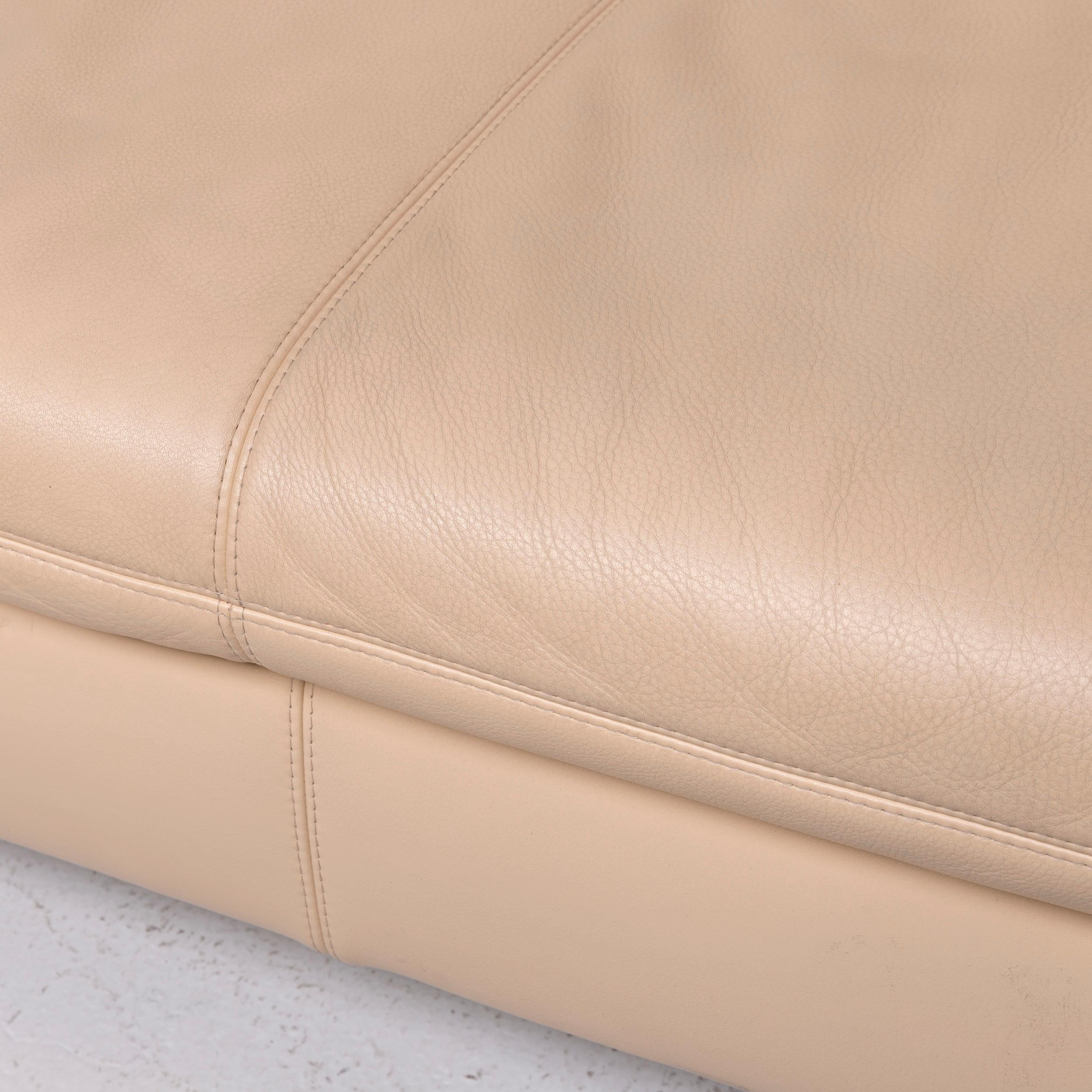 Koinor Rivoli Designer Leather Sofa Beige Genuine Leather Three-Seat Couch In Good Condition For Sale In Cologne, DE