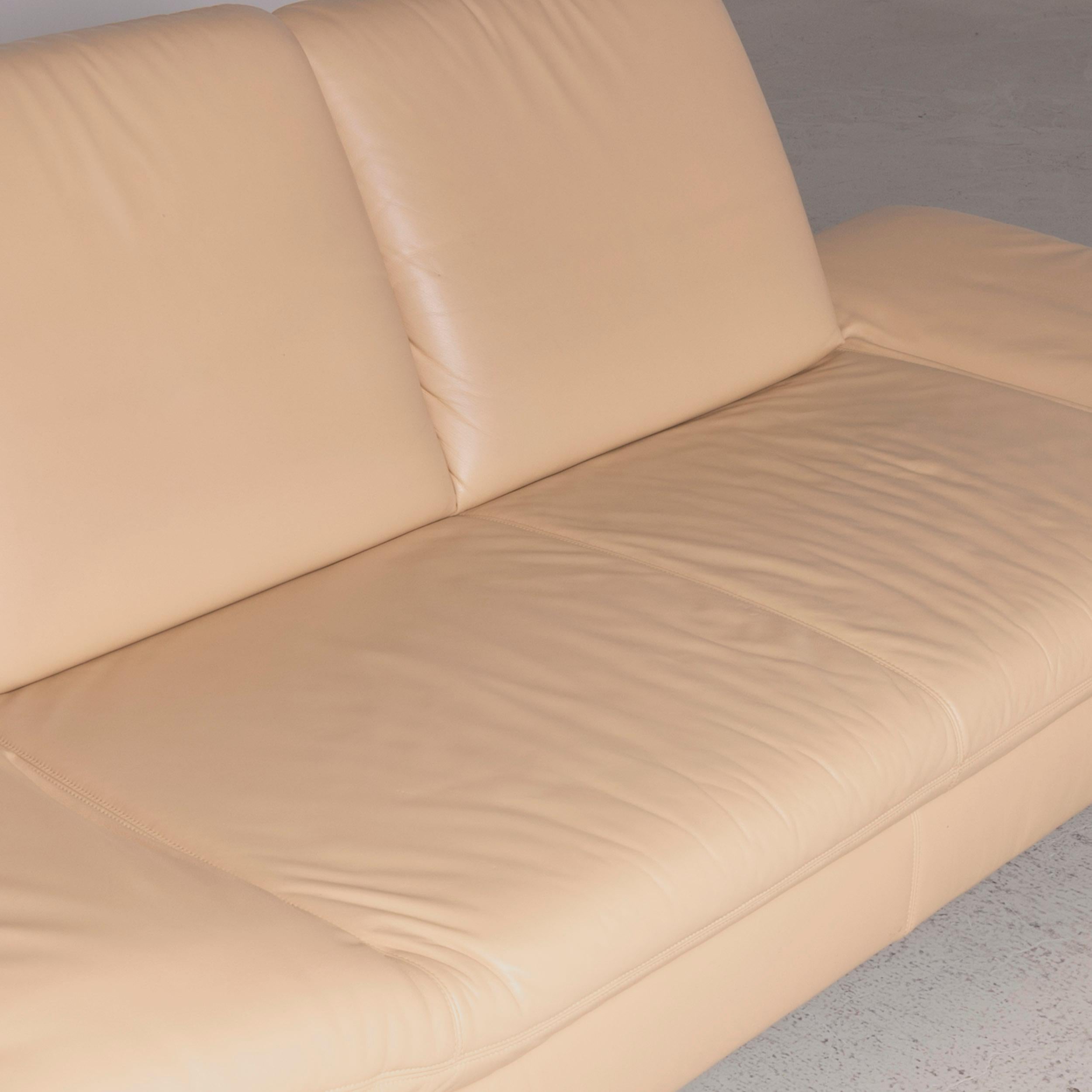 Contemporary Koinor Rivoli Designer Leather Sofa Beige Genuine Leather Three-Seat Couch For Sale