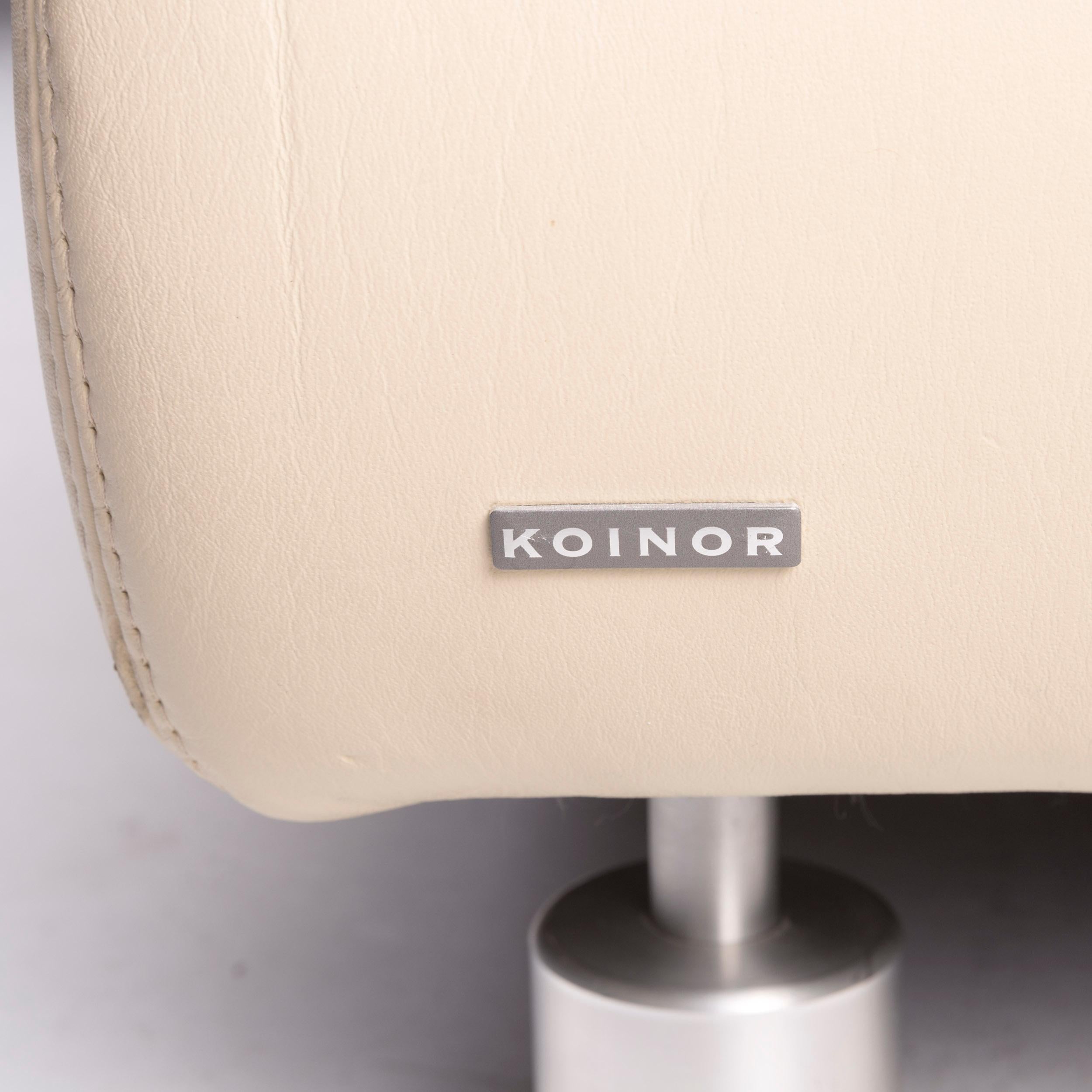 Contemporary Koinor Rivoli Designer Leather Sofa Beige Genuine Leather Three-Seat Couch For Sale