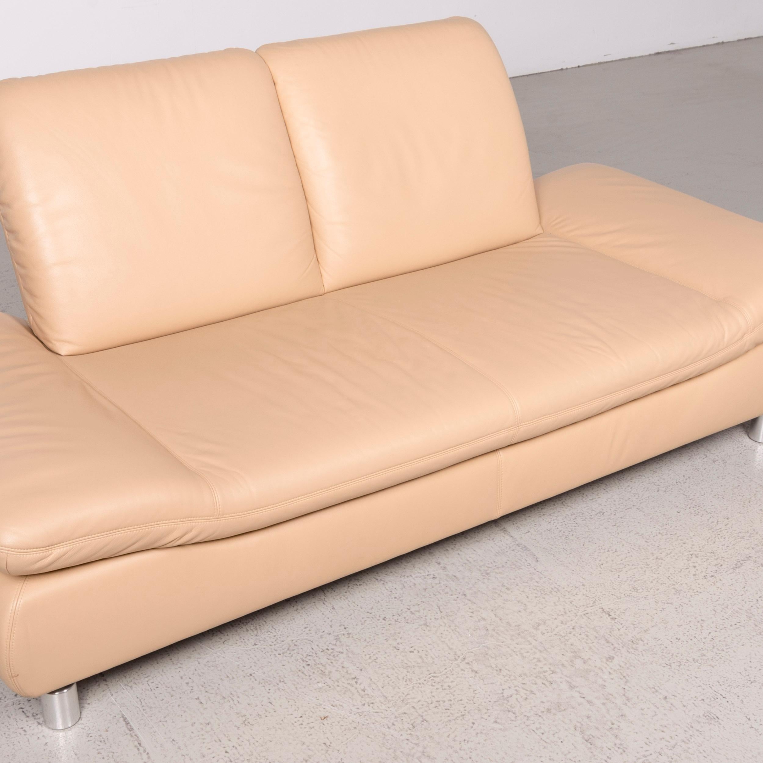 Contemporary Koinor Rivoli Designer Leather Sofa Beige Real Leather Two-Seat Couch For Sale