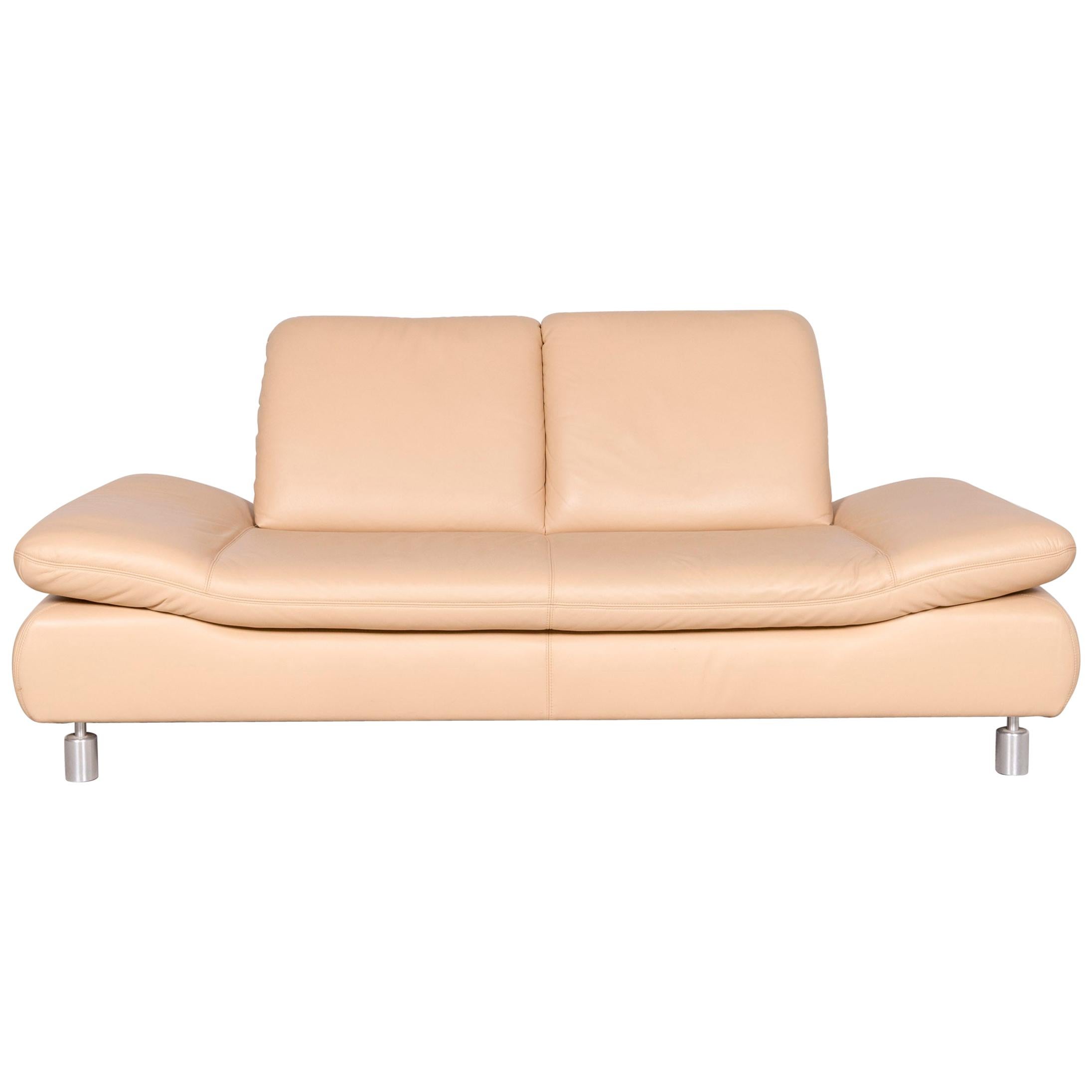 Koinor Rivoli Designer Leather Sofa Beige Real Leather Two-Seat Couch For Sale