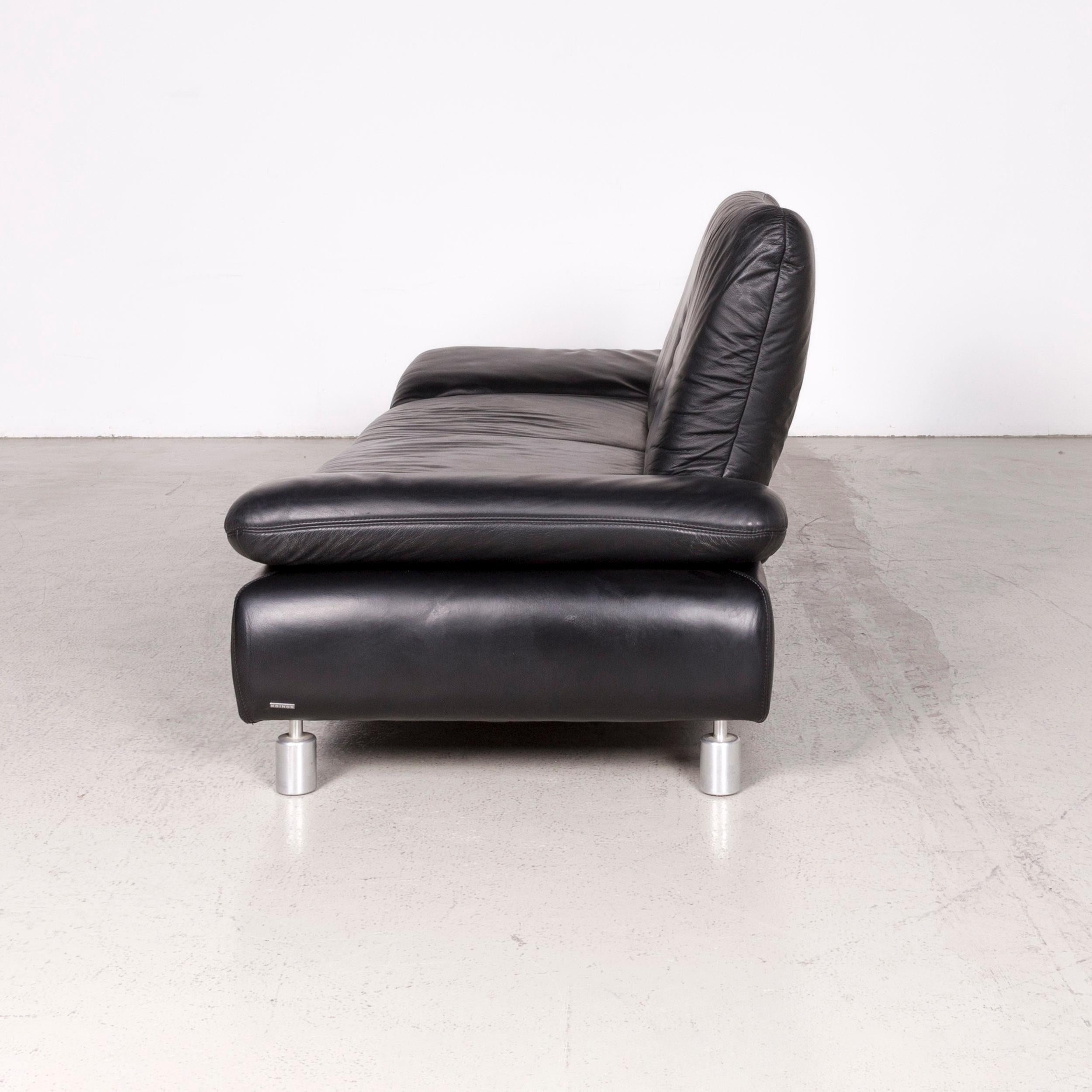 Koinor Rivoli Designer Leather Sofa Black Genuine Leather Three-Seat Couch 4