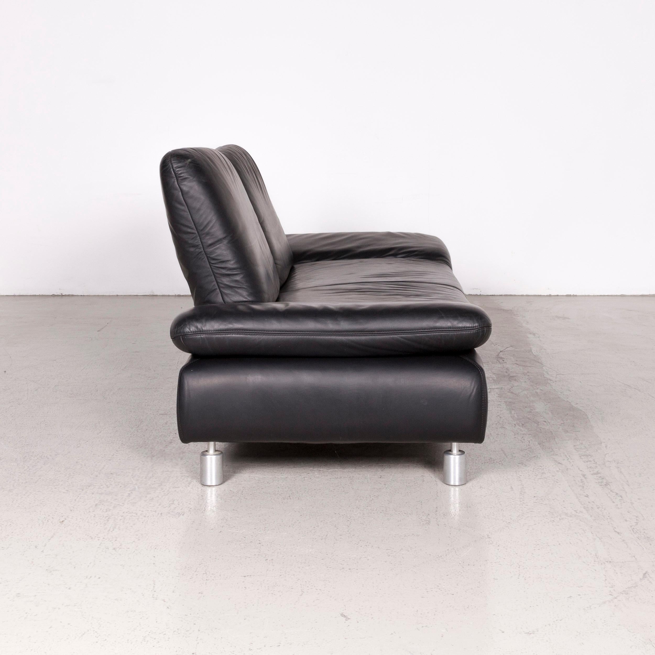 Koinor Rivoli Designer Leather Sofa Black Genuine Leather Three-Seat Couch 2