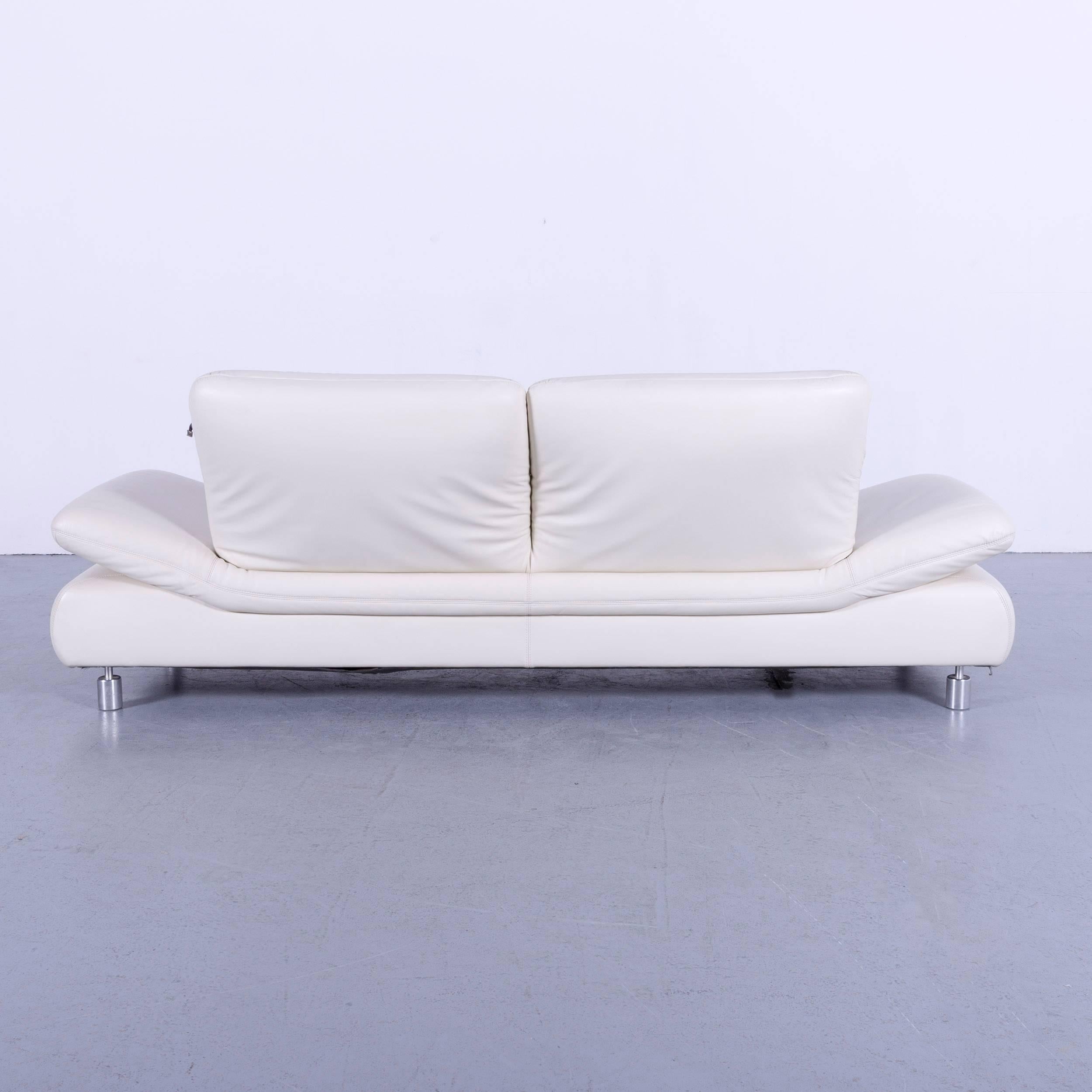 Koinor Rivoli Designer Leather Sofa in off White with Functions Germany 7