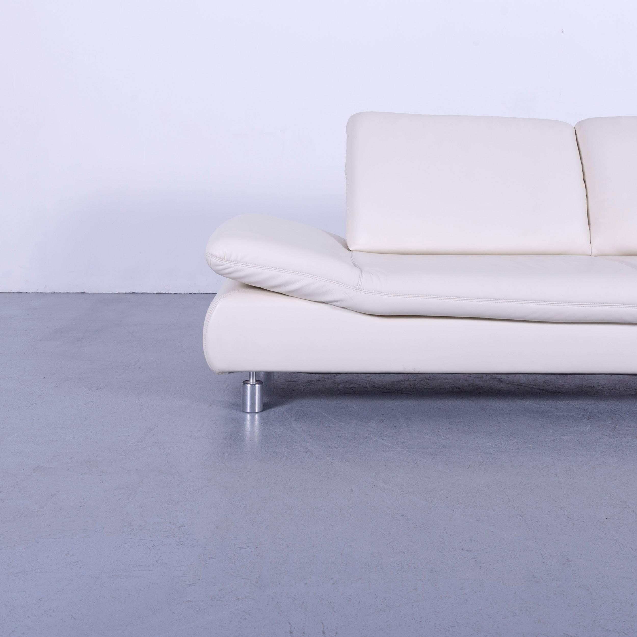 Contemporary Koinor Rivoli Designer Leather Sofa in off White with Functions Germany