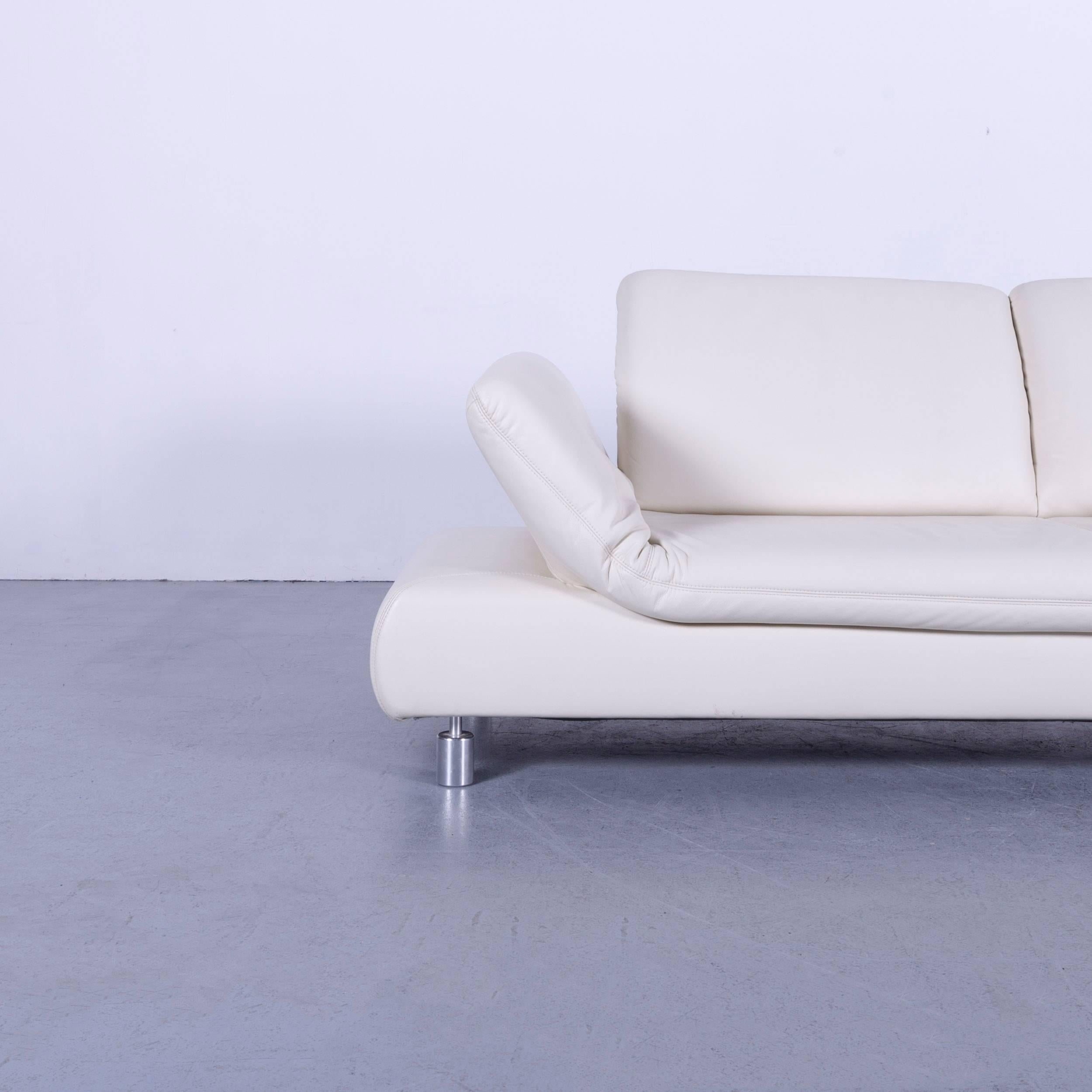 Koinor Rivoli Designer Leather Sofa in off White with Functions Germany 1
