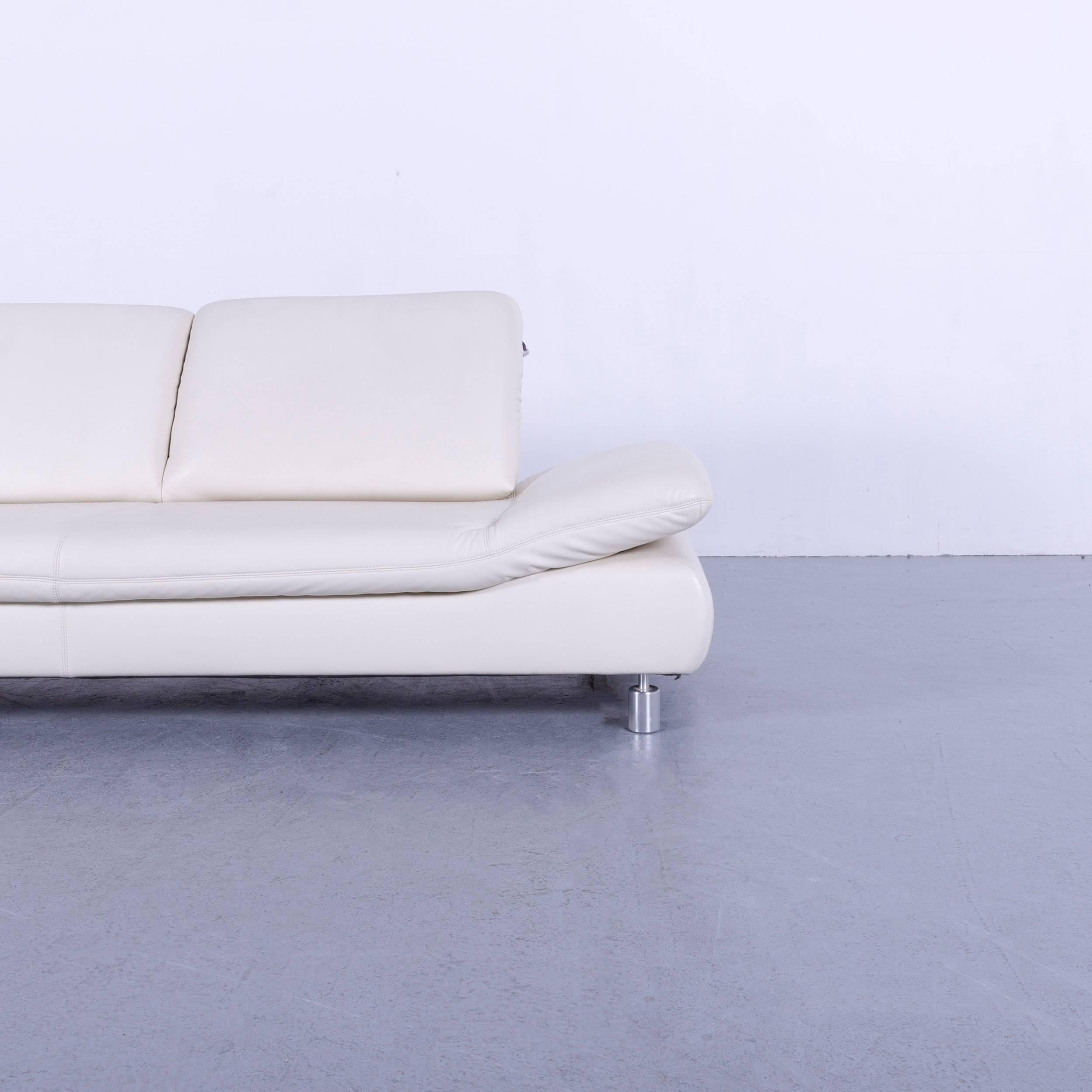 Koinor Rivoli Designer Leather Sofa in off White with Functions Germany 2