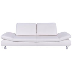 Koinor Rivoli Designer Leather Sofa in off White with Functions Germany