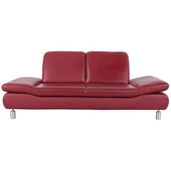Koinor Rivoli Designer Leather Sofa in Red with Functions Germany