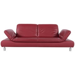 Koinor Rivoli Designer Leather Sofa in Red with Functions Germany