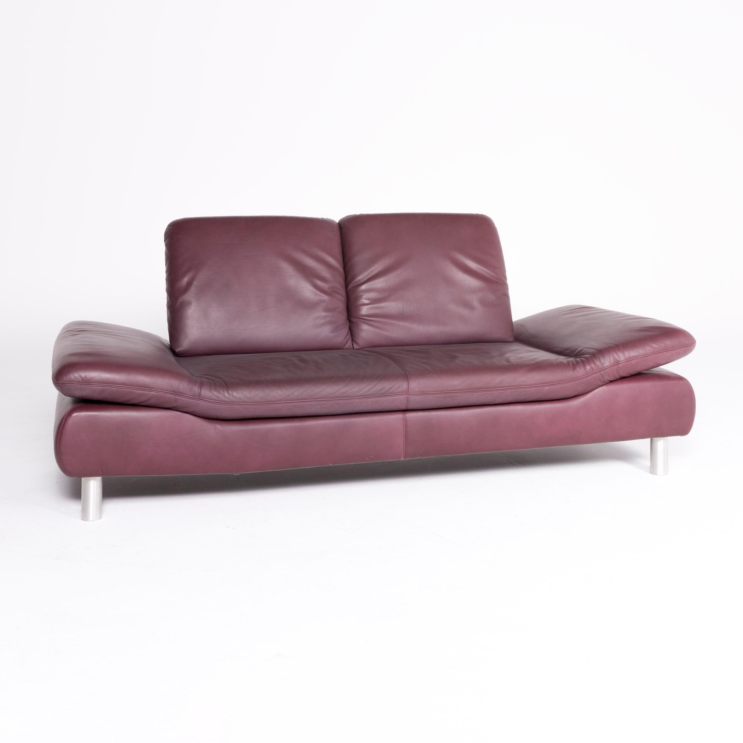 Modern Koinor Rivoli Designer Leather Sofa Purple Genuine Leather Two-Seat Couch For Sale