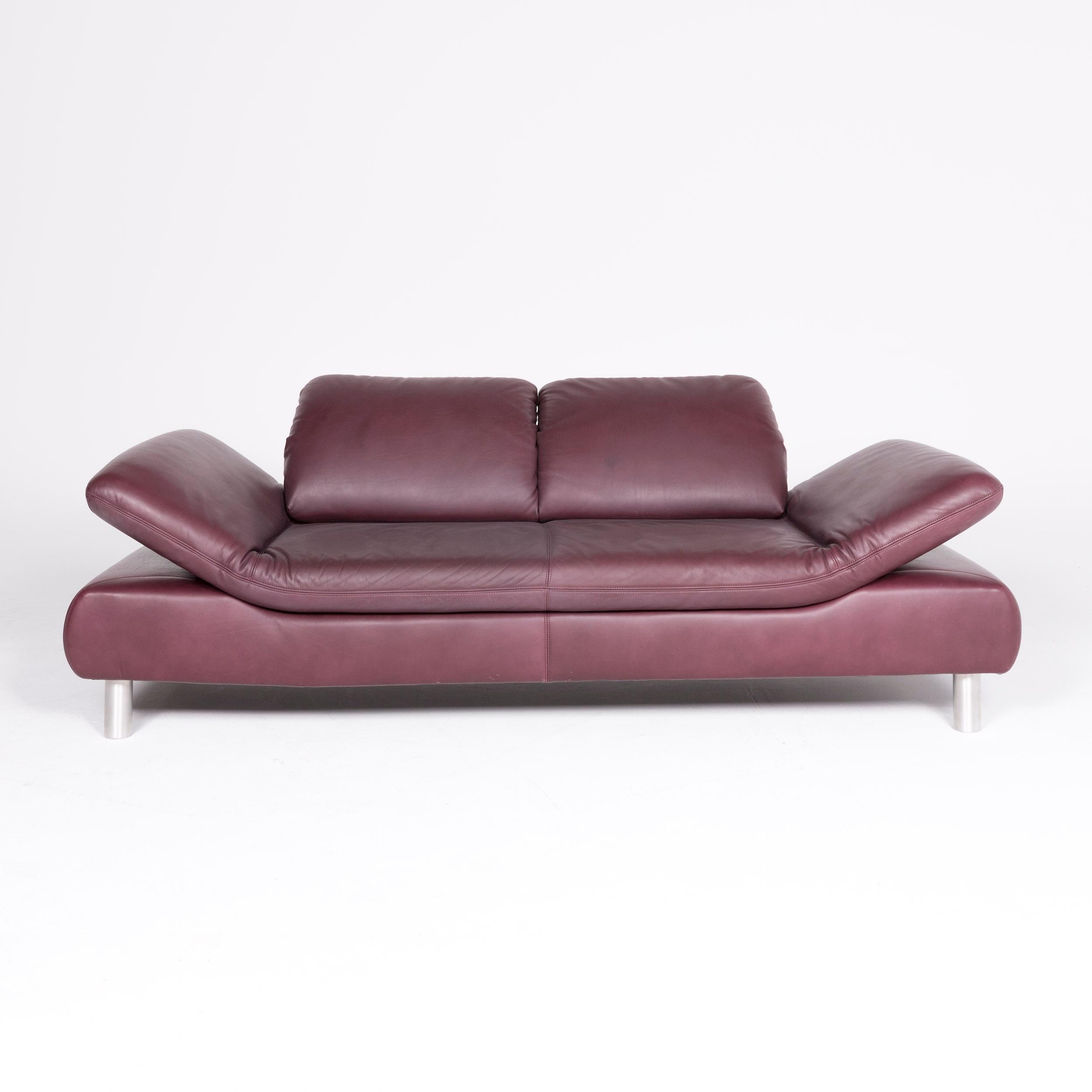 German Koinor Rivoli Designer Leather Sofa Purple Genuine Leather Two-Seat Couch For Sale