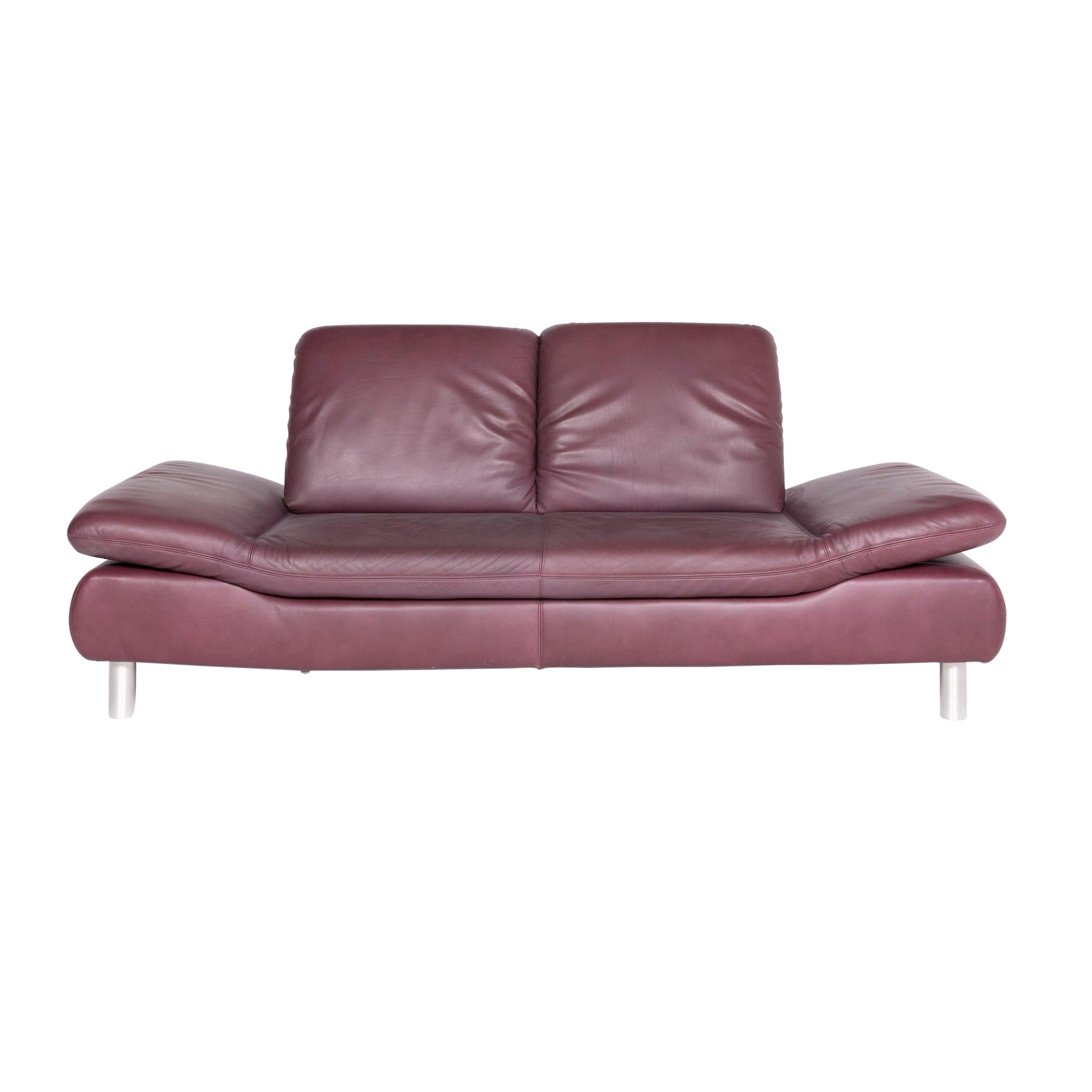 Koinor Rivoli Designer Leather Sofa Purple Genuine Leather Two-Seat Couch For Sale