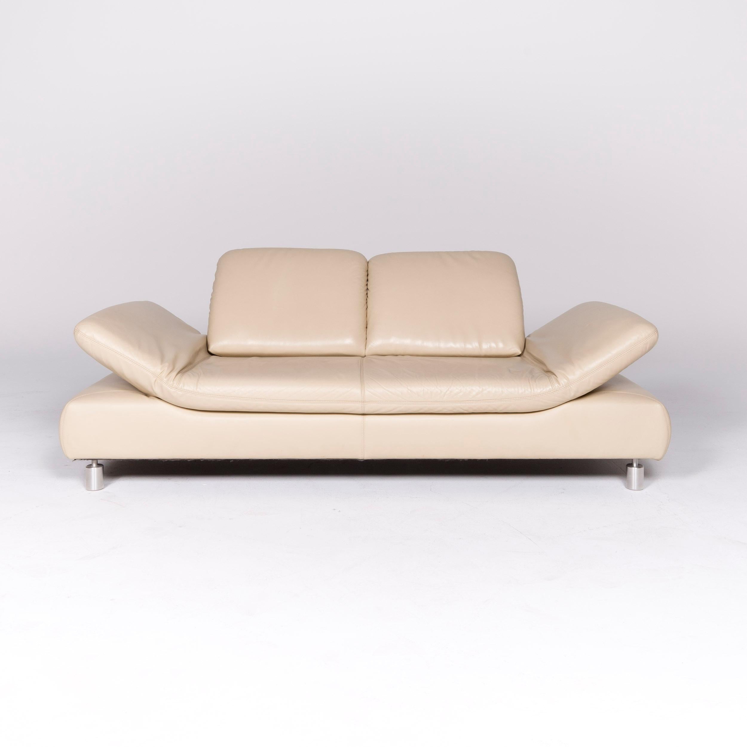 Contemporary Koinor Rivoli Designer Leather Sofa Stool Set Genuine Leather Three-Seat Couch