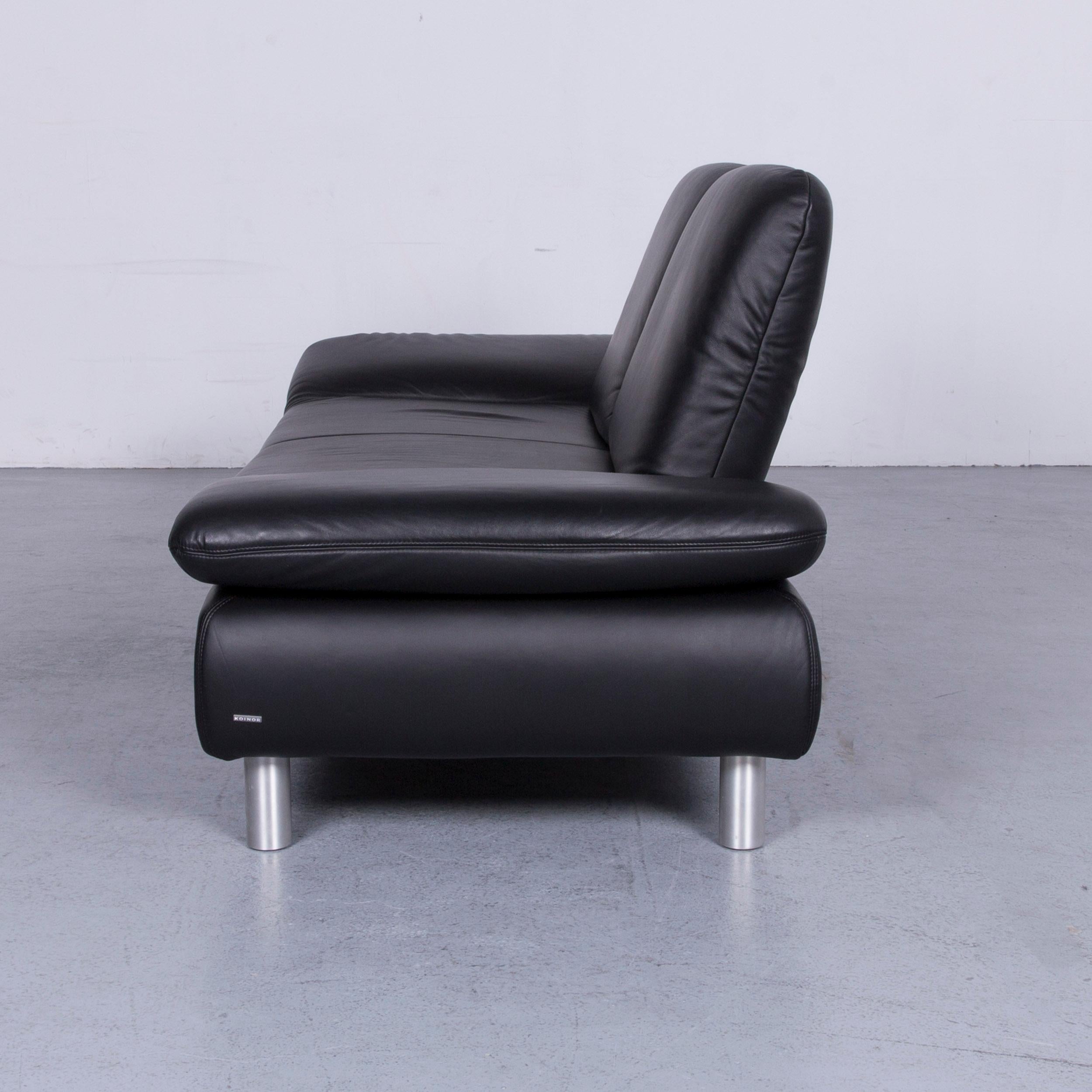 Koinor Rivoli Designer Leather Three-Seat Sofa in Black with Functions 5