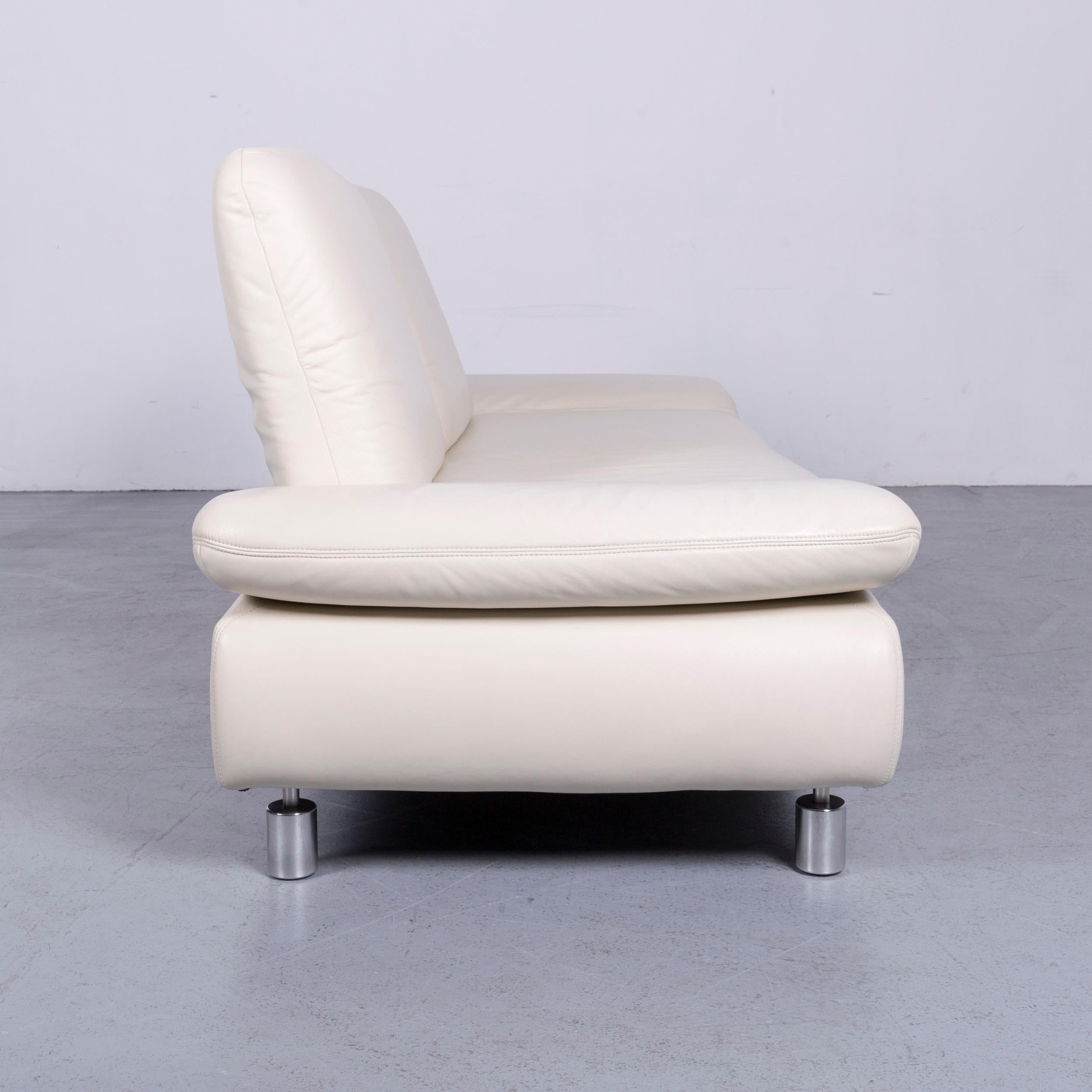 Koinor Rivoli Designer Leather Three-Seat Sofa in White with Functions 5