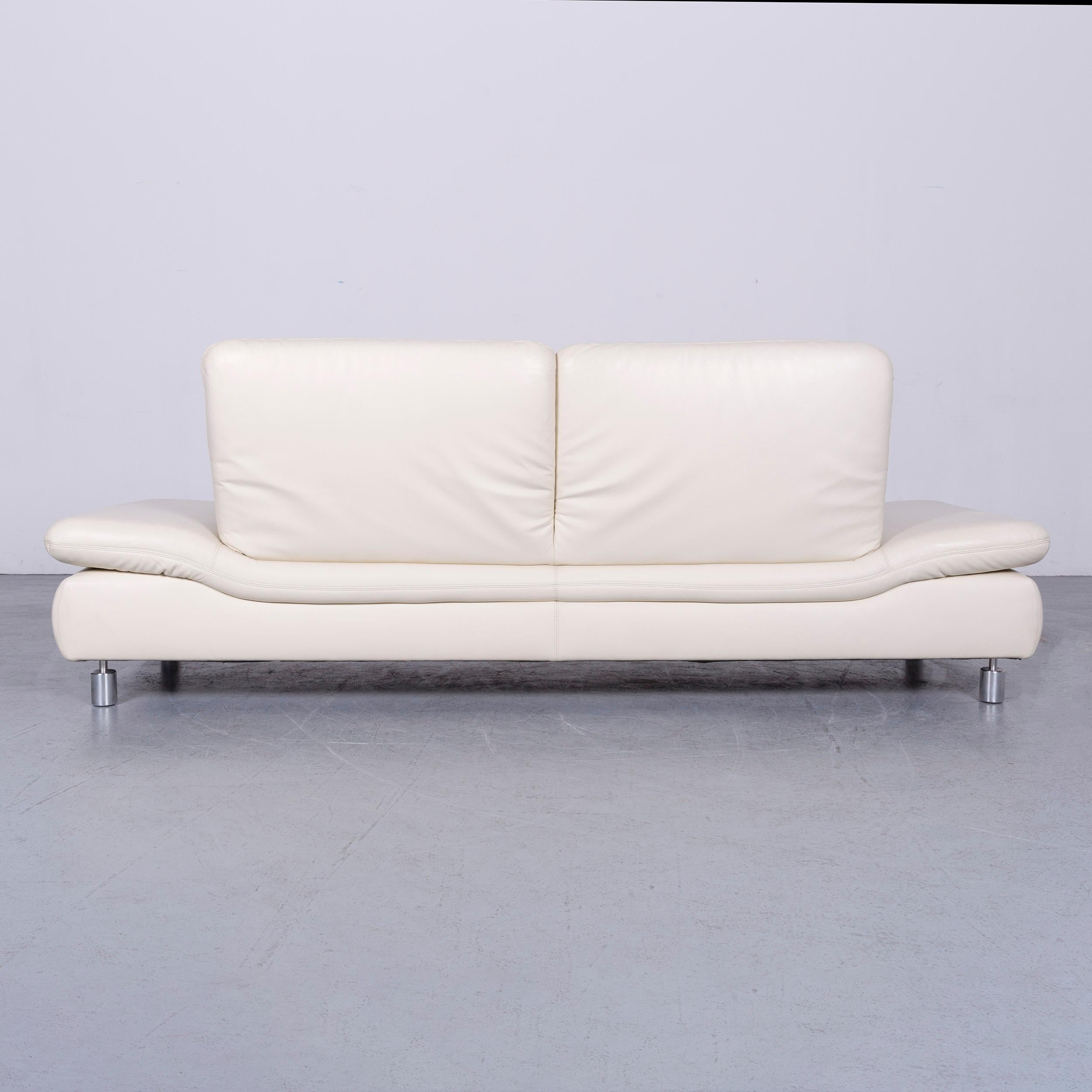 Koinor Rivoli Designer Leather Three-Seat Sofa in White with Functions 6