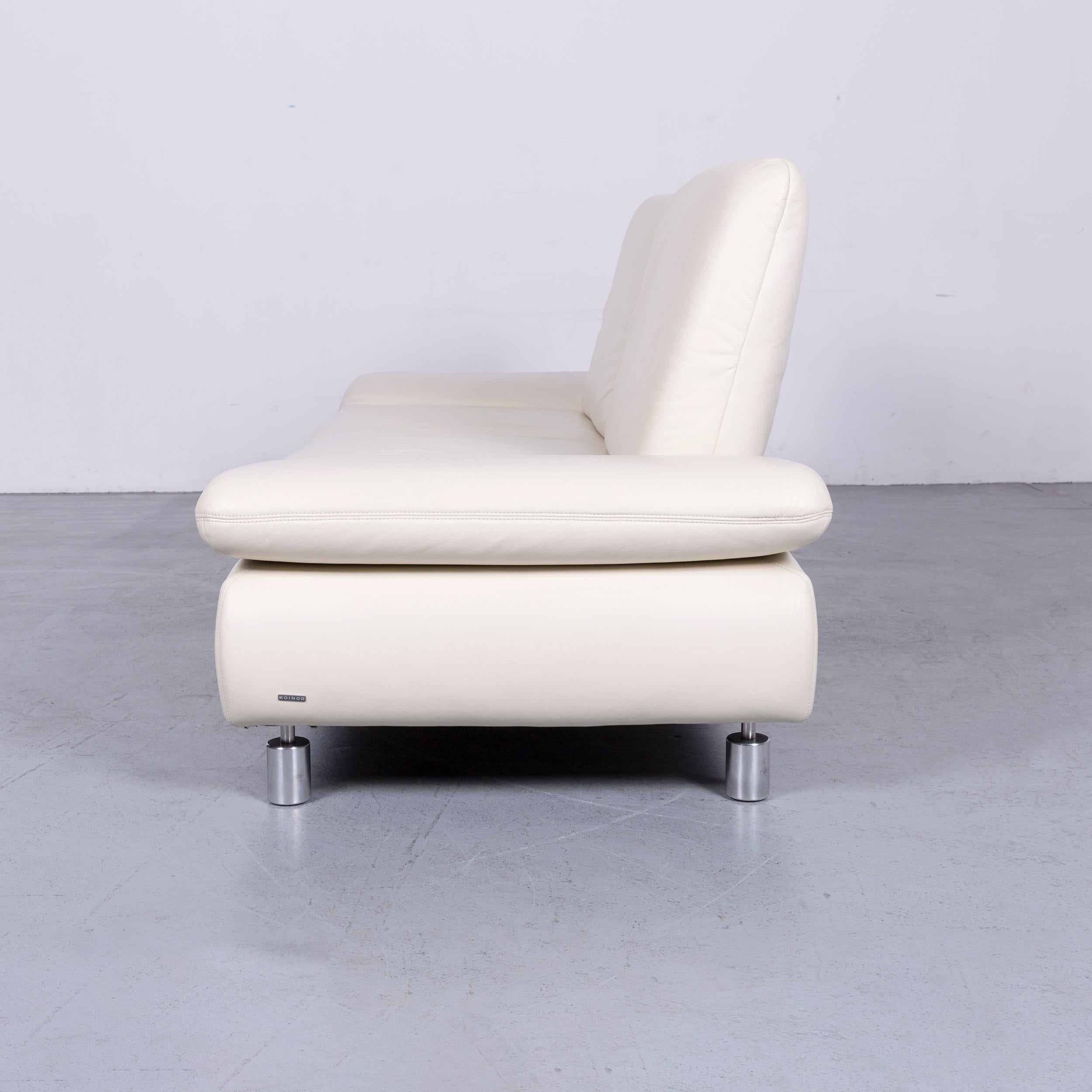Koinor Rivoli Designer Leather Three-Seat Sofa in White with Functions 7
