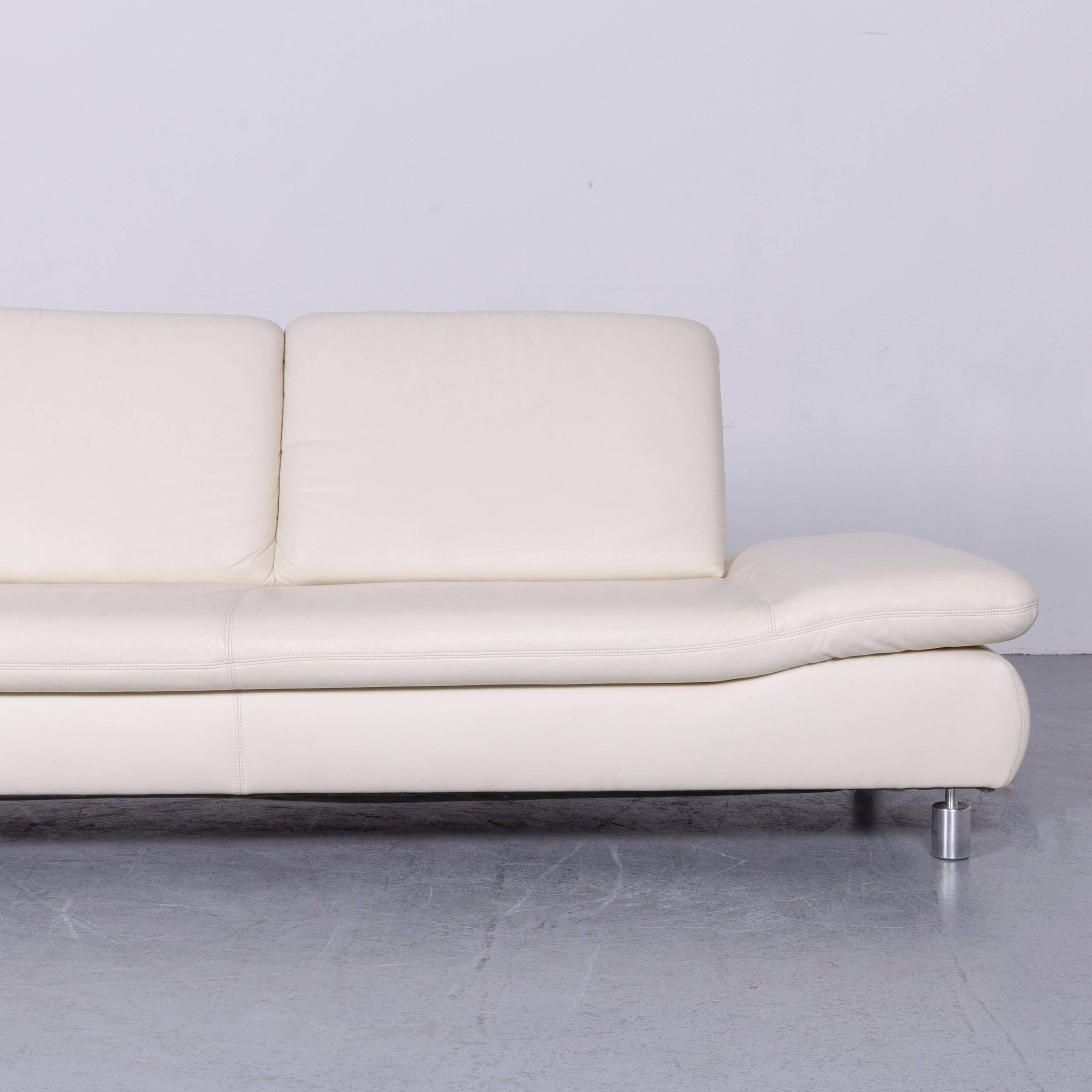Koinor Rivoli Designer Leather Three-Seat Sofa in White with Functions 1