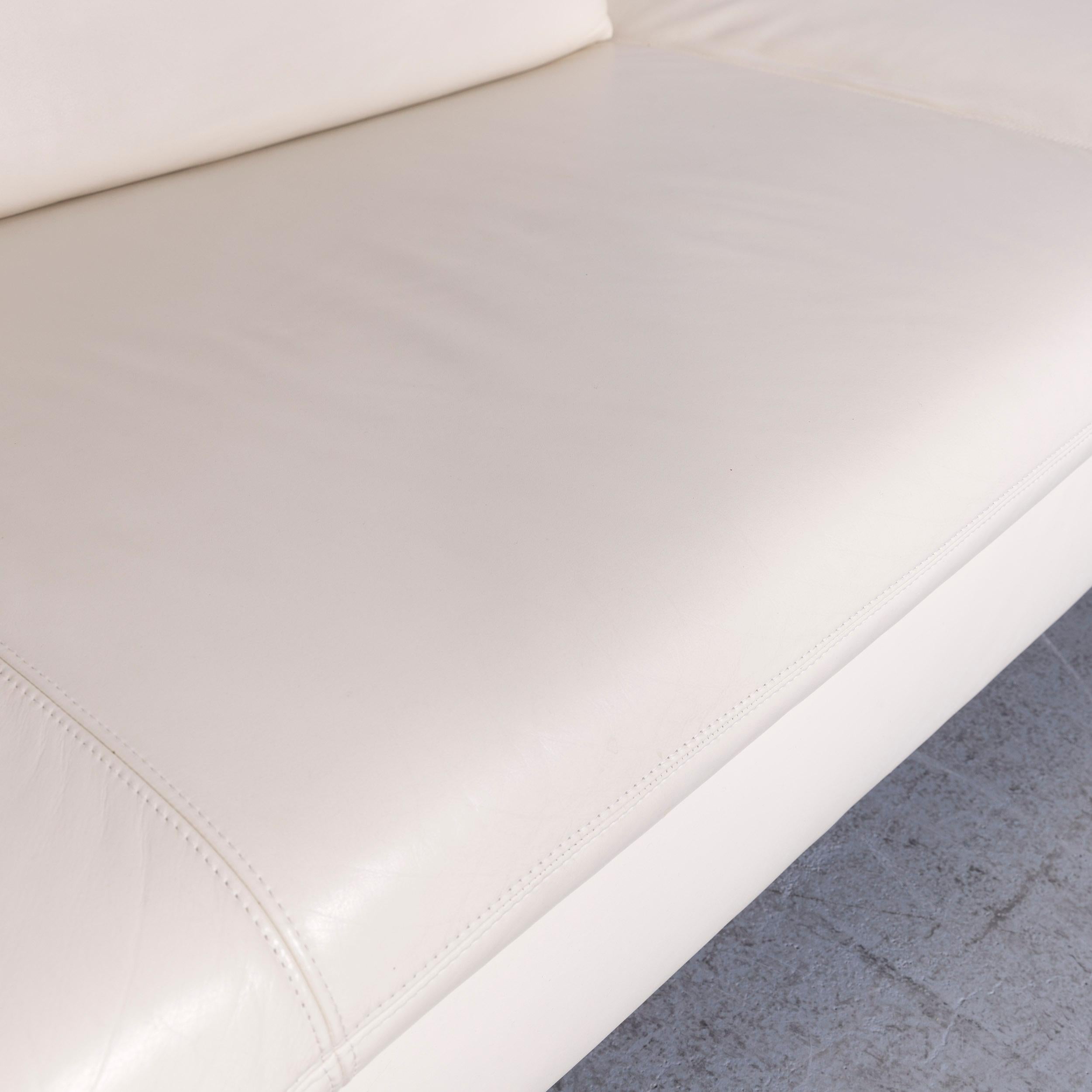 Koinor Rivoli Designer Leather Three-Seat Sofa in White with Functions 2