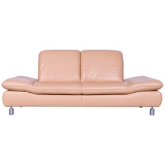 Koinor Rivoli Designer Leather Two-Seat Sofa in Beige with Functions