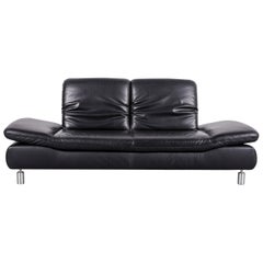 Koinor Rivoli Designer Leather Two-Seat Sofa in Black with Functions