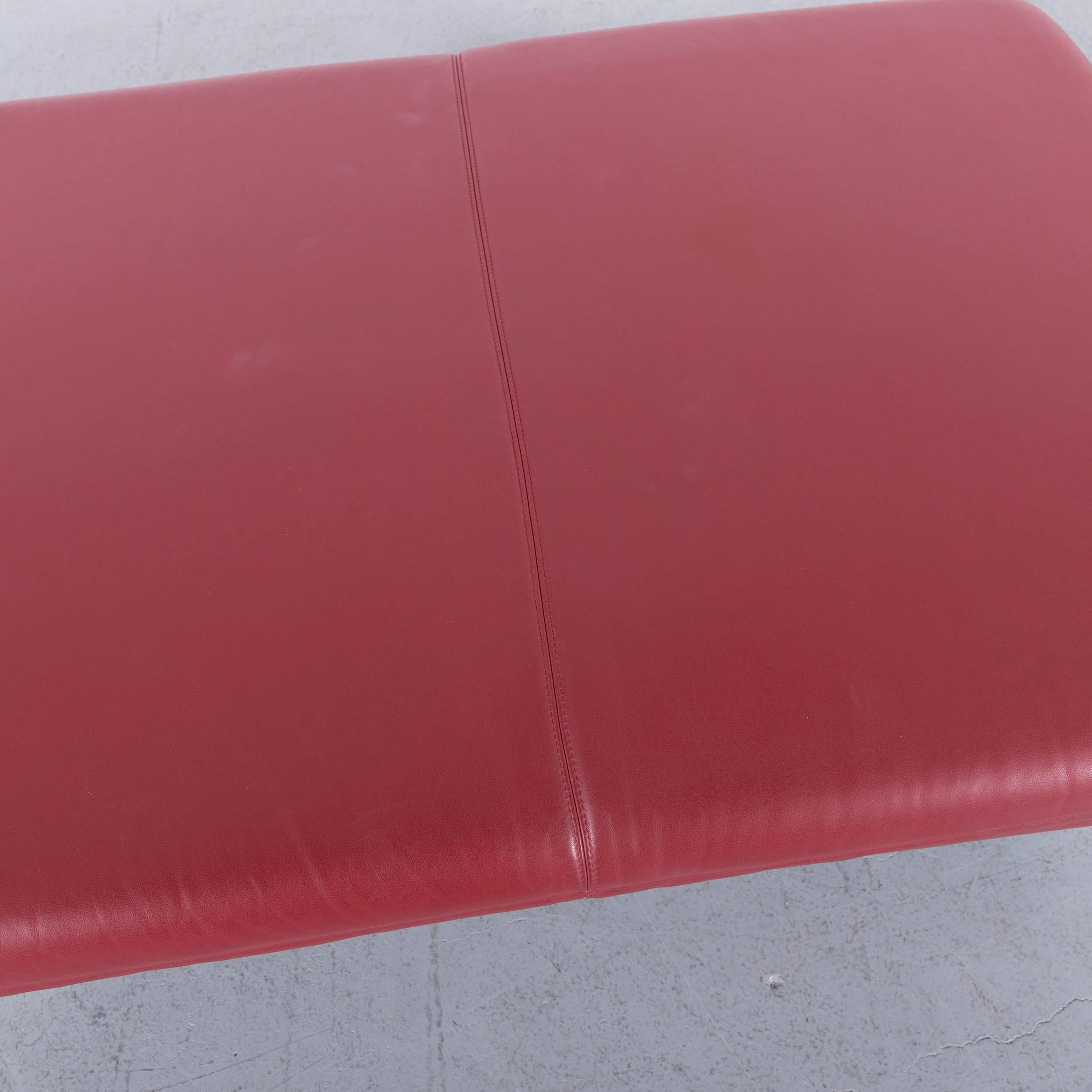 German Koinor Rivoli Leather Foot-Stool Red Bench